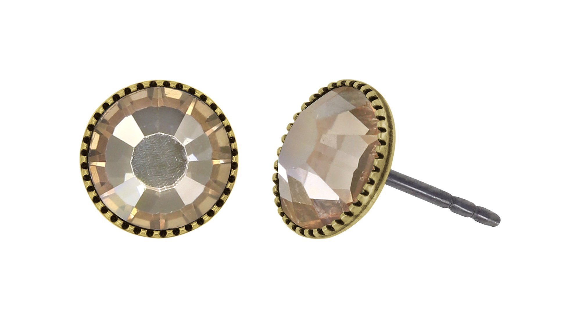 image pour Clou d'oreille plat Black Jack Beige crystal honey SS 34