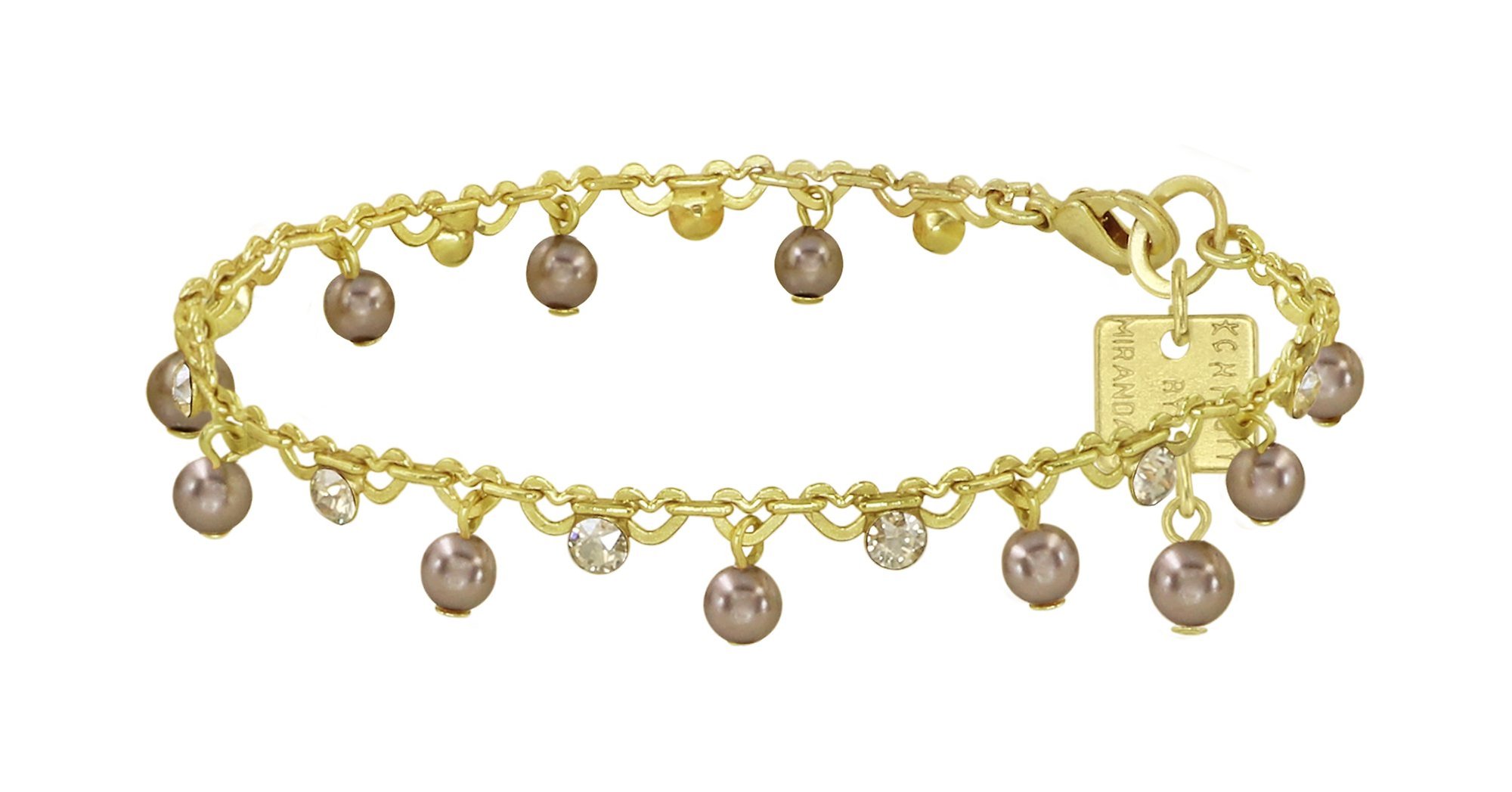 image for Bracelet Pearl Shadow Beige crystal golden shadow 