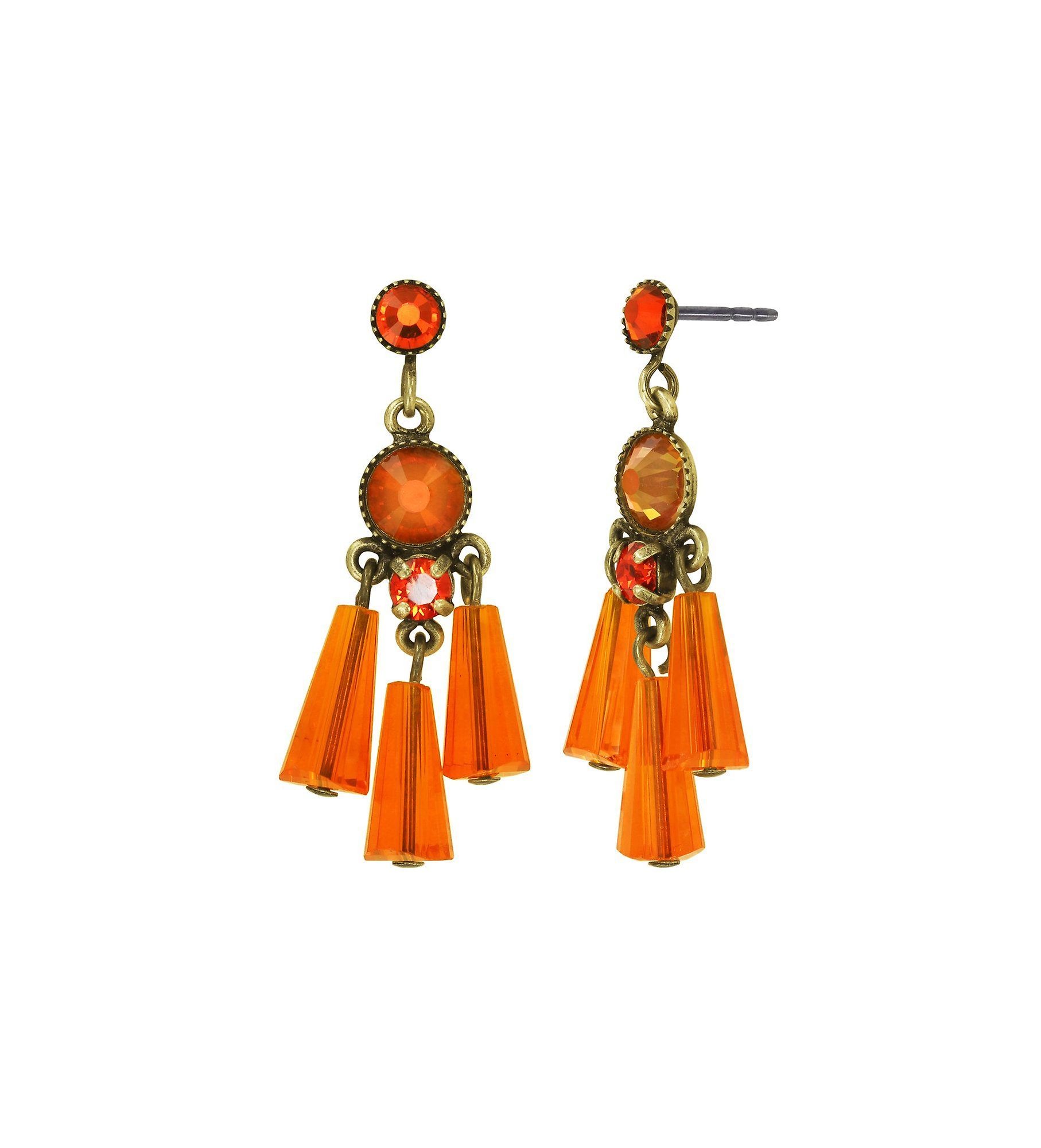 image for Earring Stud Dangling Gem Chandelier Orange  size S