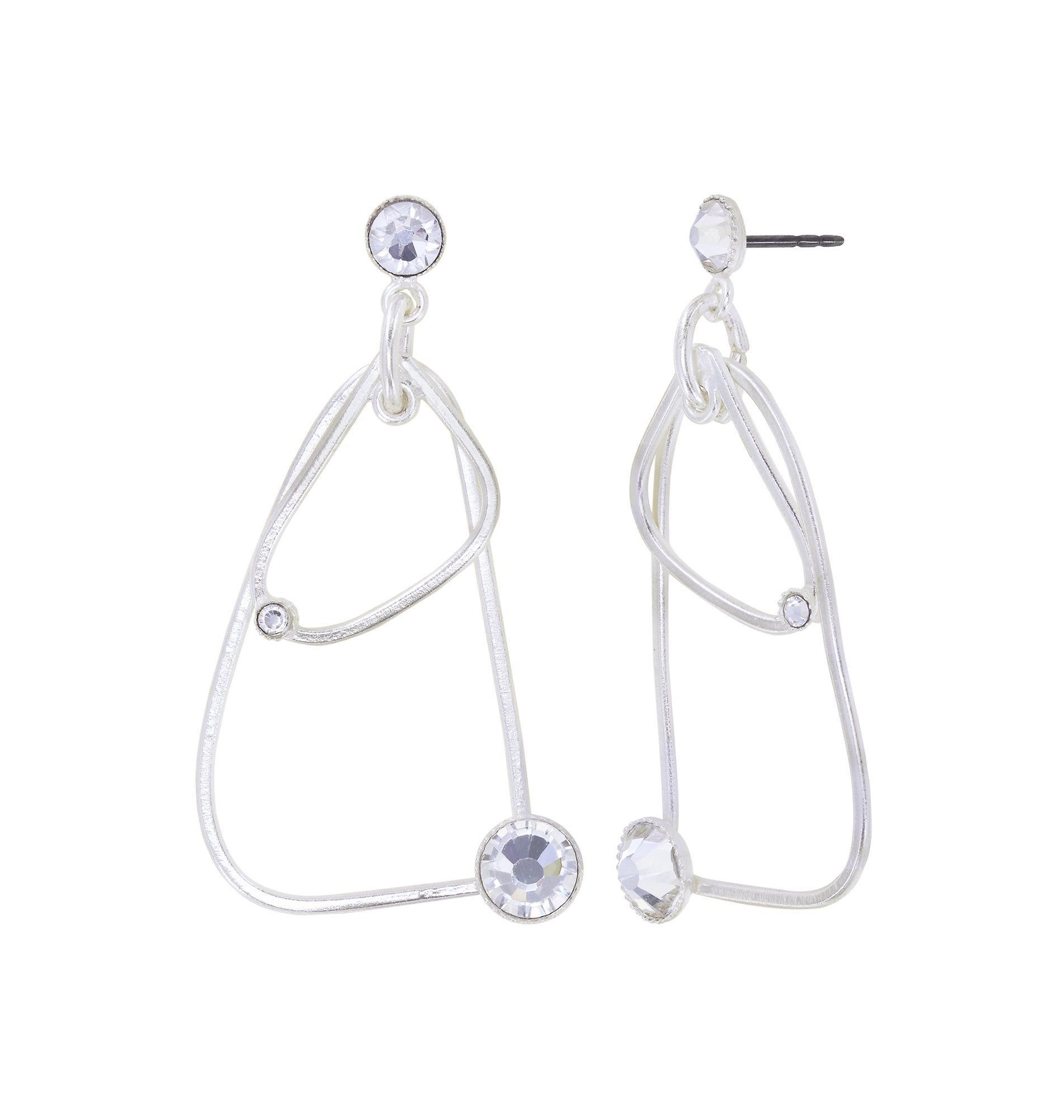 image for Earring Stud Dangling Wireworks White crystal size S