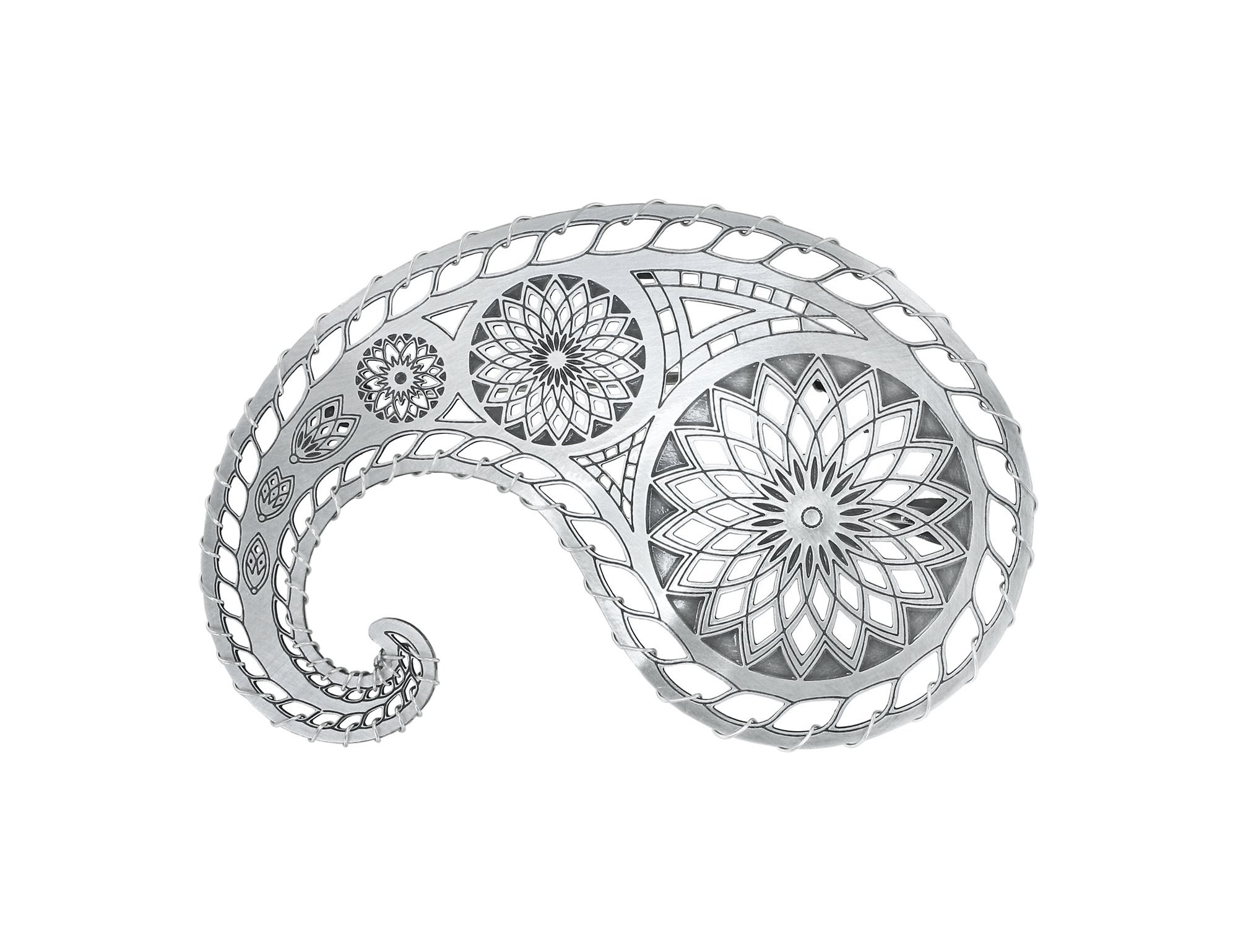 image for Brooch Paisley Silver  size XL