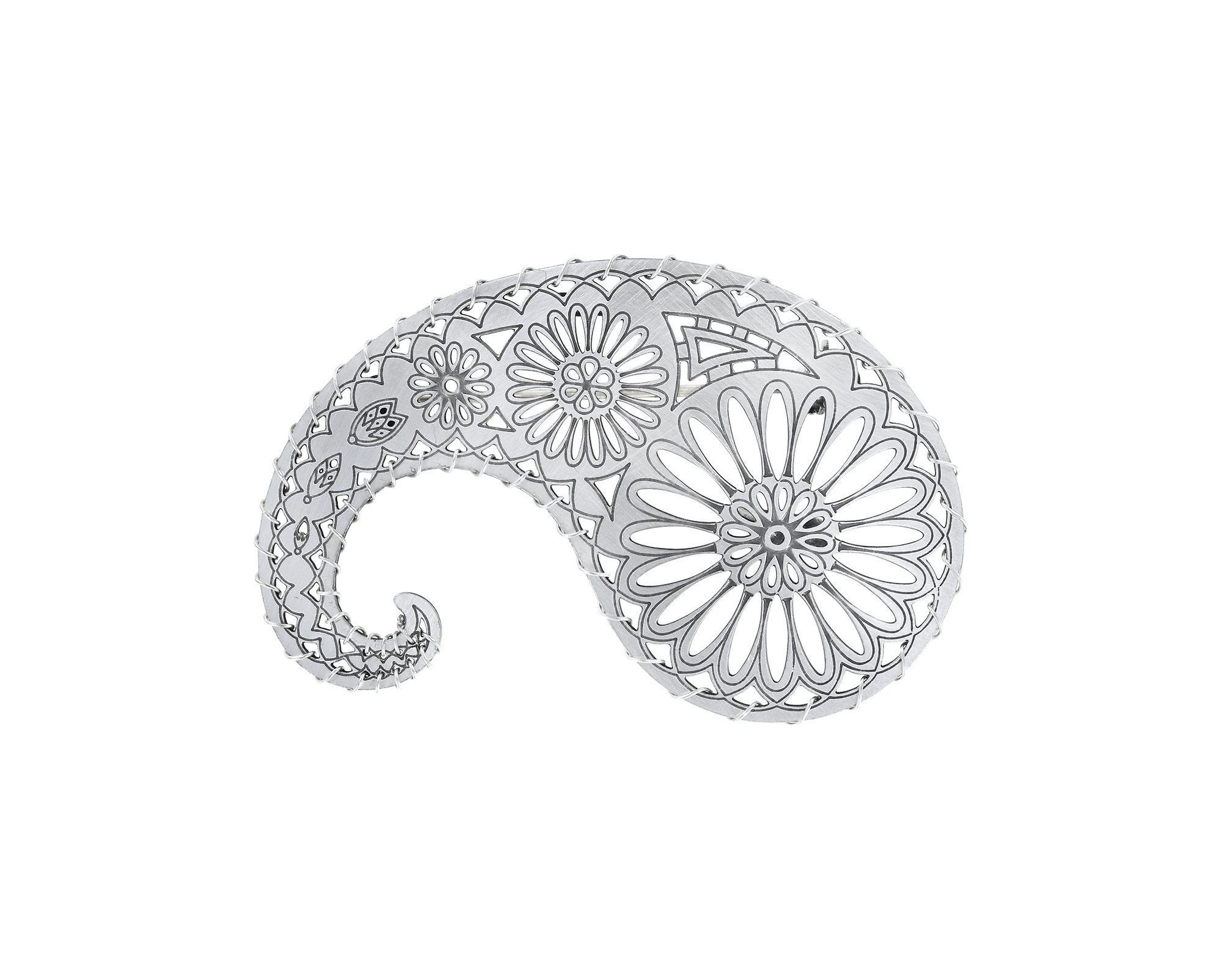 image for Brooch Paisley Silver  size L