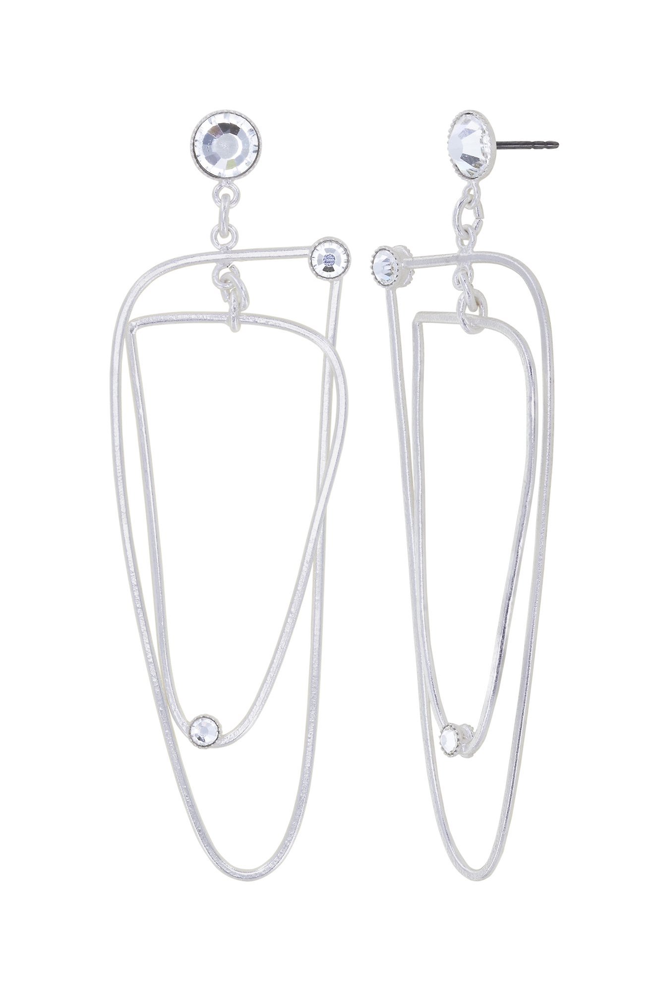 image for Earring Stud Dangling Wireworks White crystal size L
