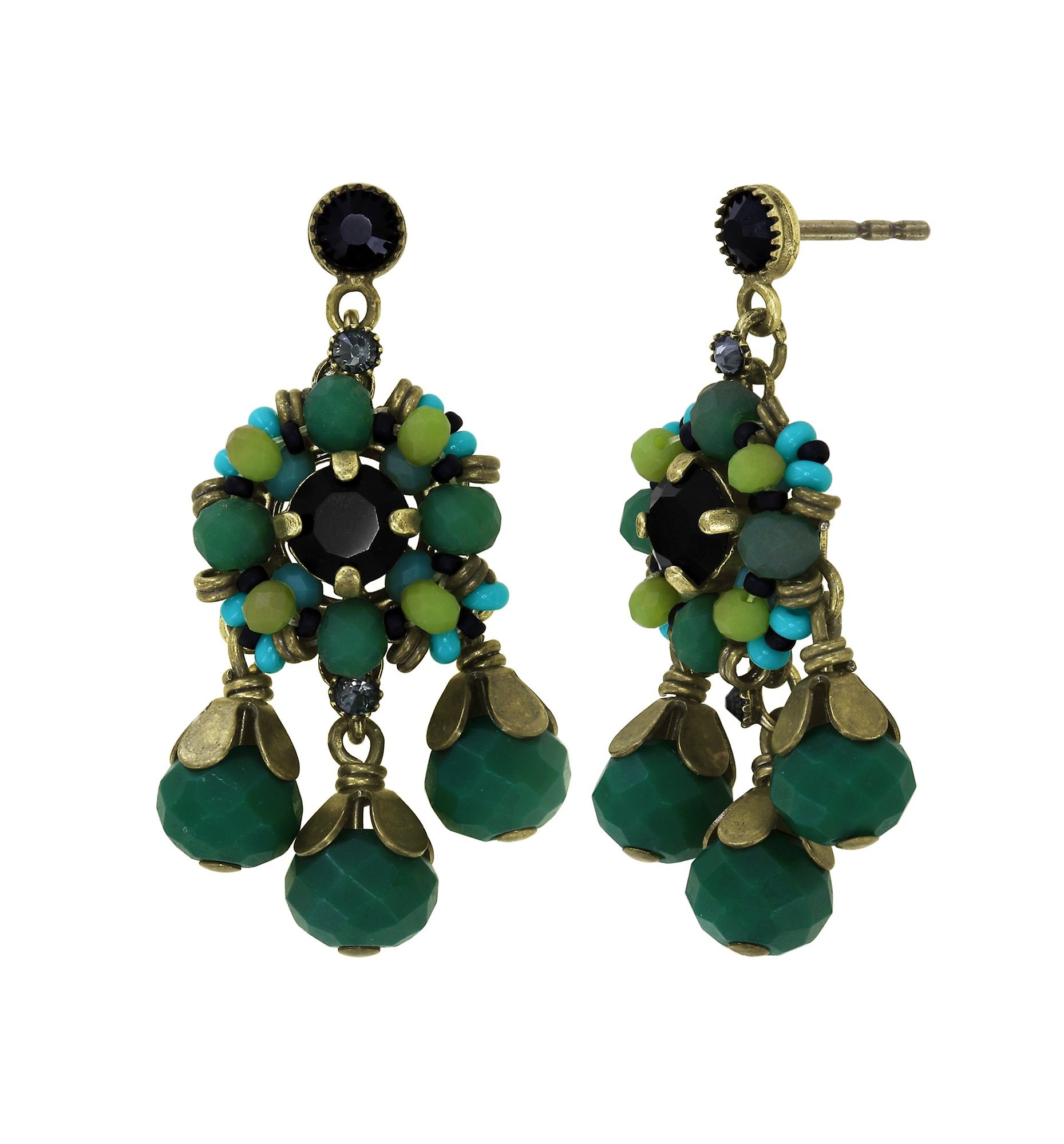 image for Earring Stud Dangling Beat of the Beads Green  