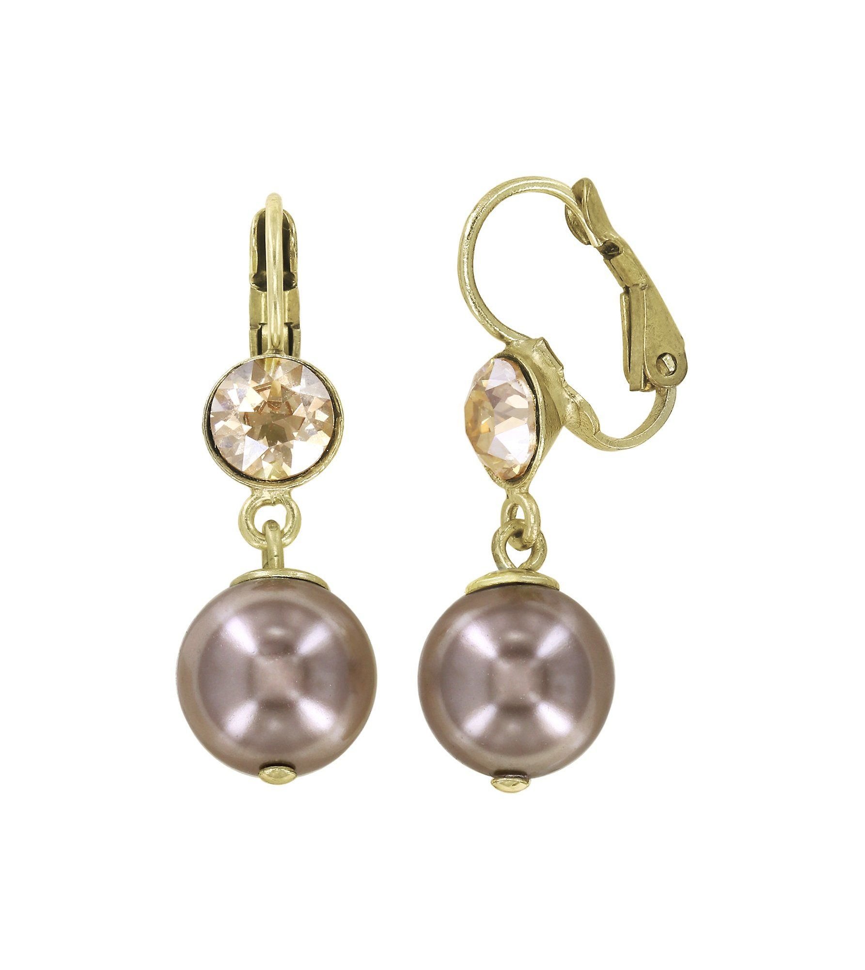 Bild für Ohrringe Brisur   Pearl Shadow Beige Kristall goldener Schatten 