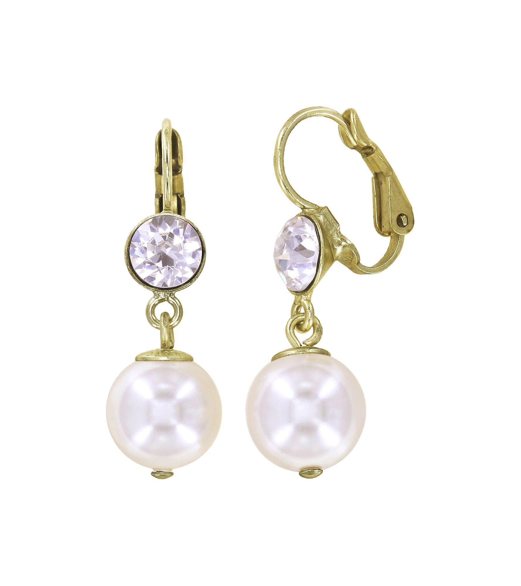 image pour Boucles d'oreilles Eurowire pendantes Pearl Shadow Blanc crystal 