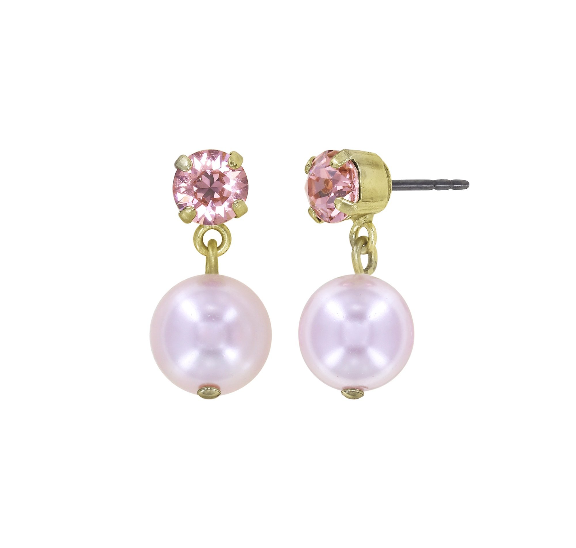 image for Earring Stud Dangling Pearl Shadow Pink vintage rose 