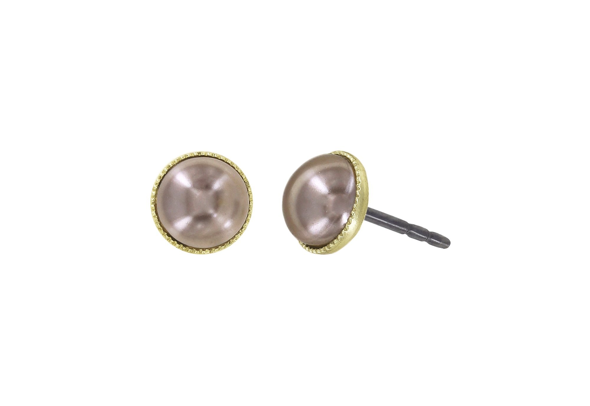 image for Earring Stud Pearl Shadow Beige  