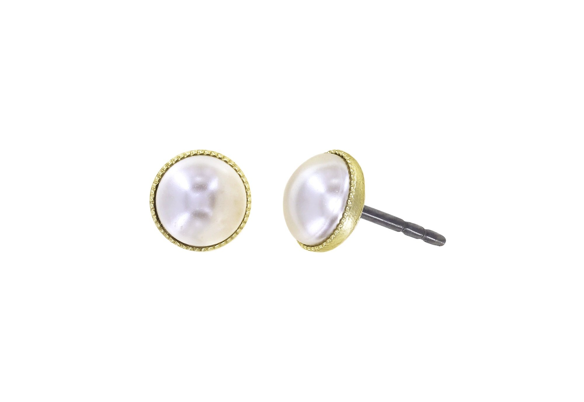 image for Earring Stud Pearl Shadow White  