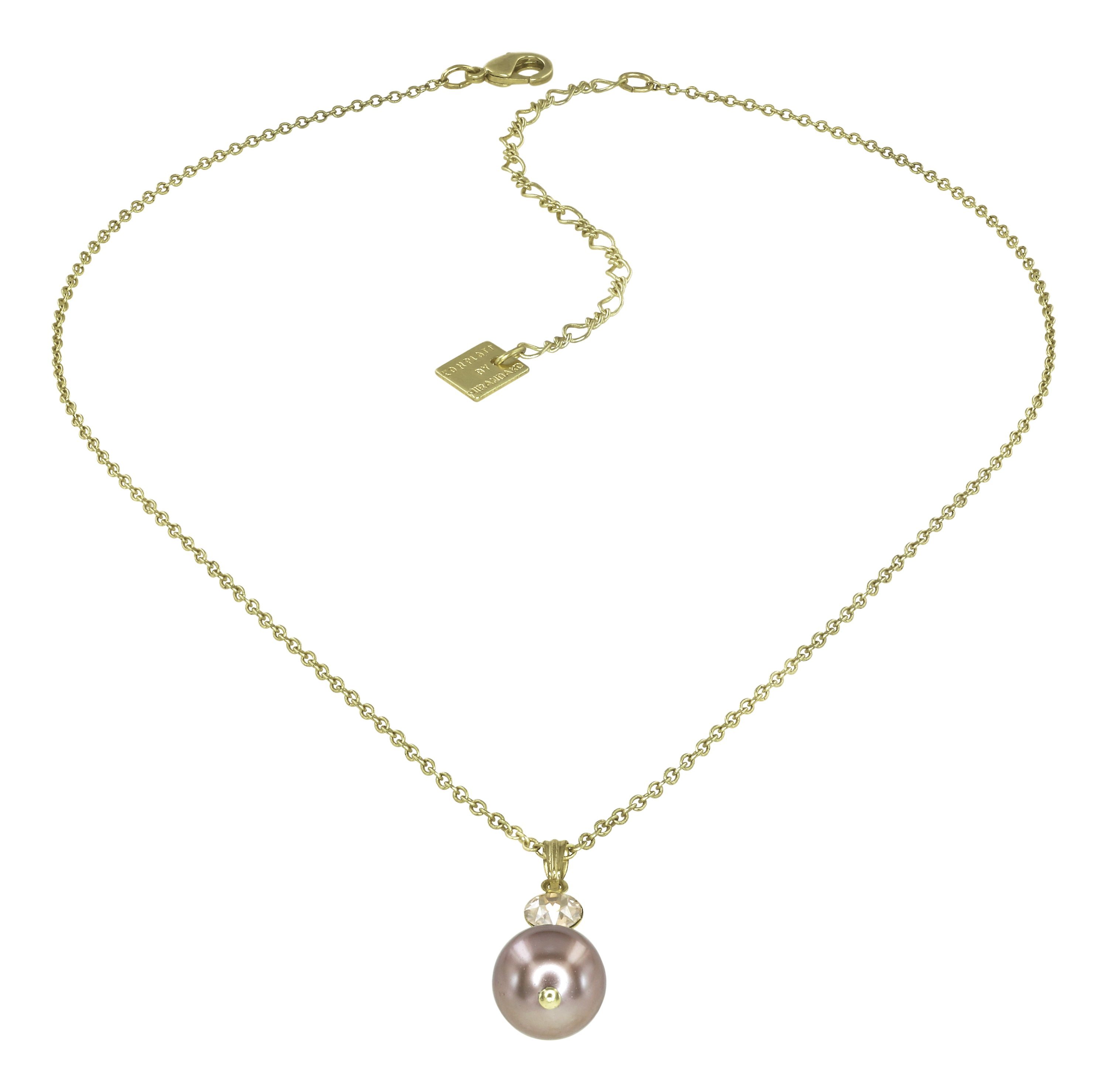 Bild für Halskette mit Anhänger Pearl Shadow Beige Kristall goldener Schatten 