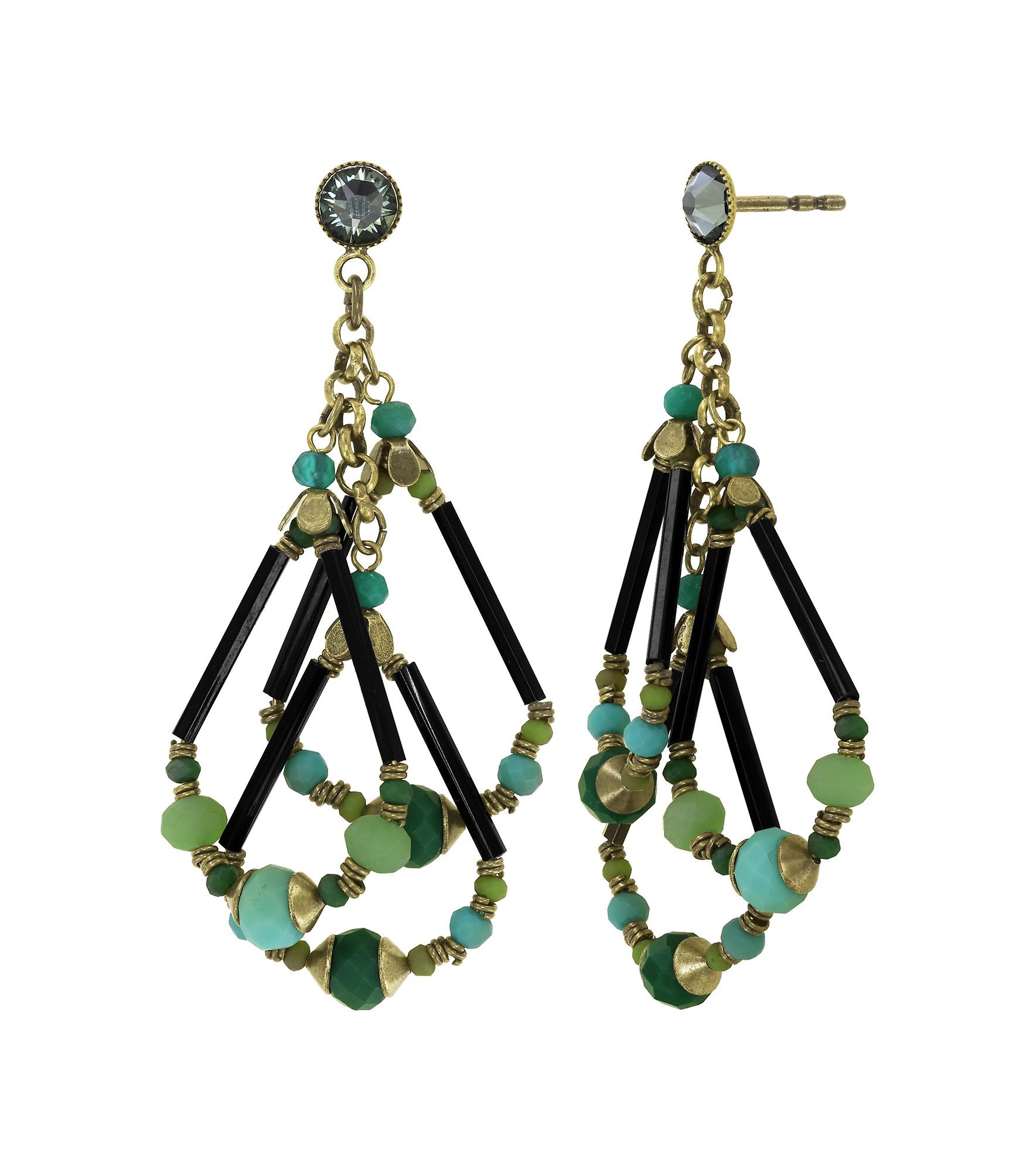 image for Earring stud dangling Beat of the Beads Green  
