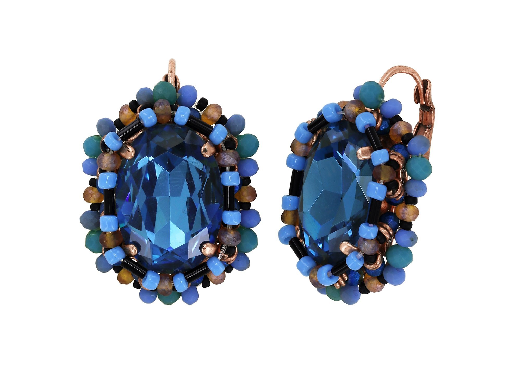 image pour Boucles d'oreilles Eurowire Beat of the Beads Bleu / Marron  