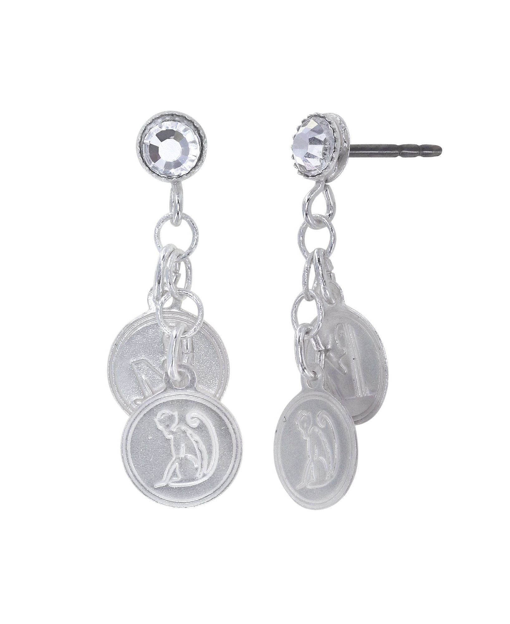 image for Earring Stud Dangling Zodiac Silver  