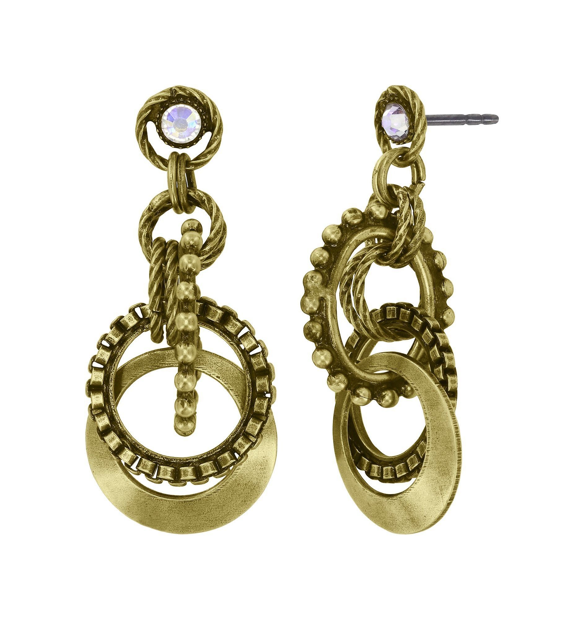 image for Earring Stud Dangling Rings & Rhythm Brass  