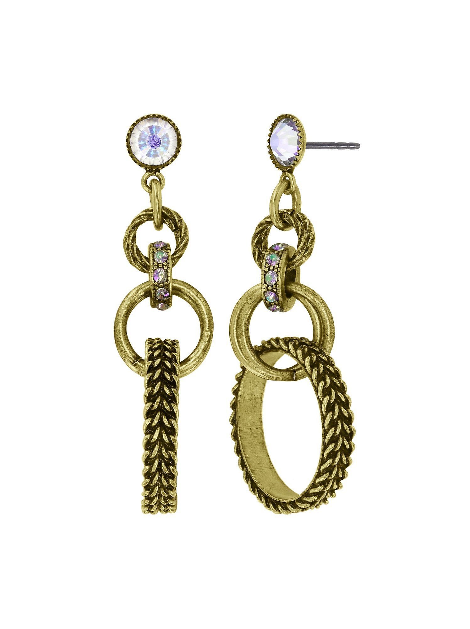 image for Earring Stud Dangling Rings & Rhythm Brass  