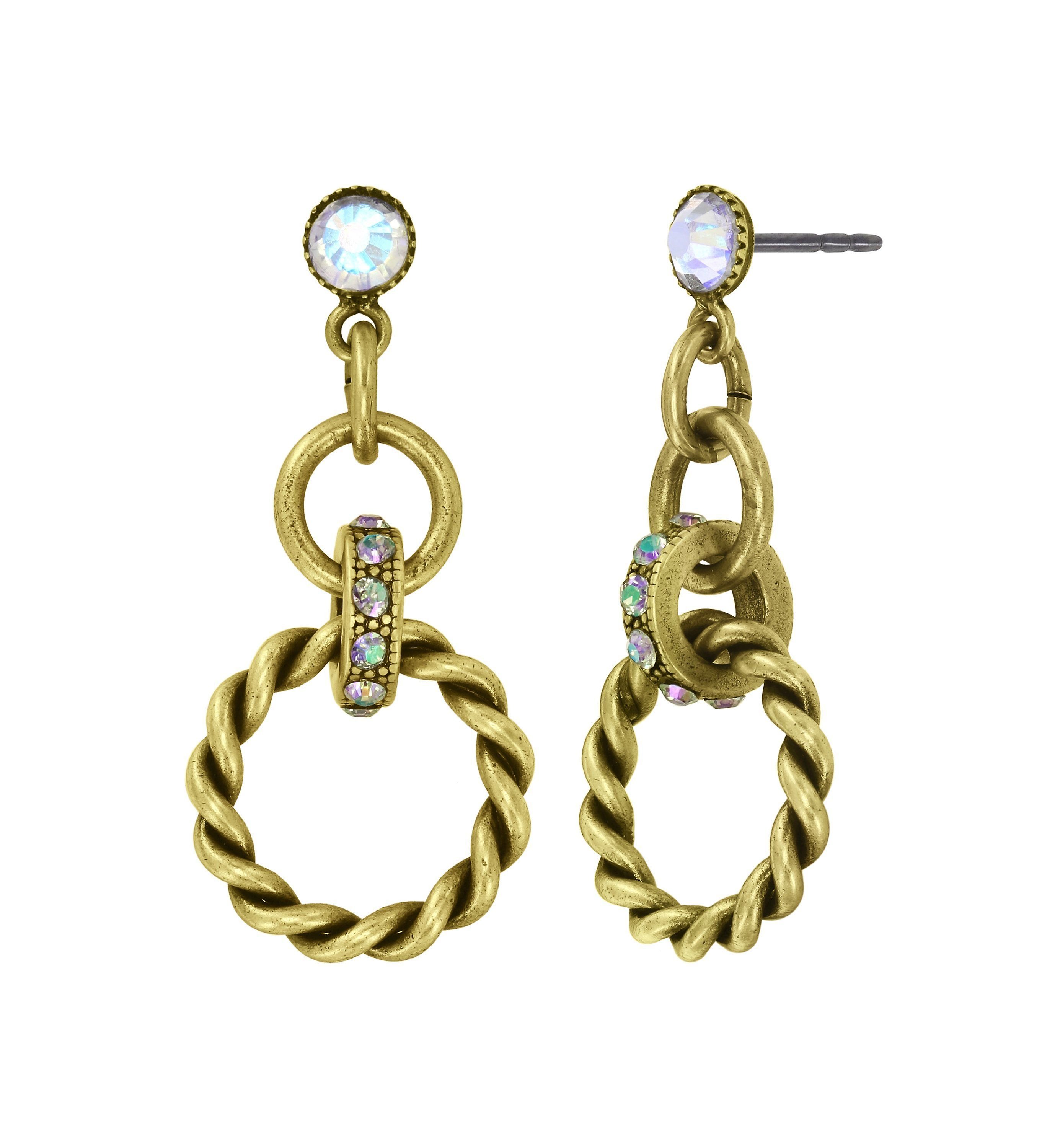 image for Earring Stud Dangling Rings & Rhythm Brass  