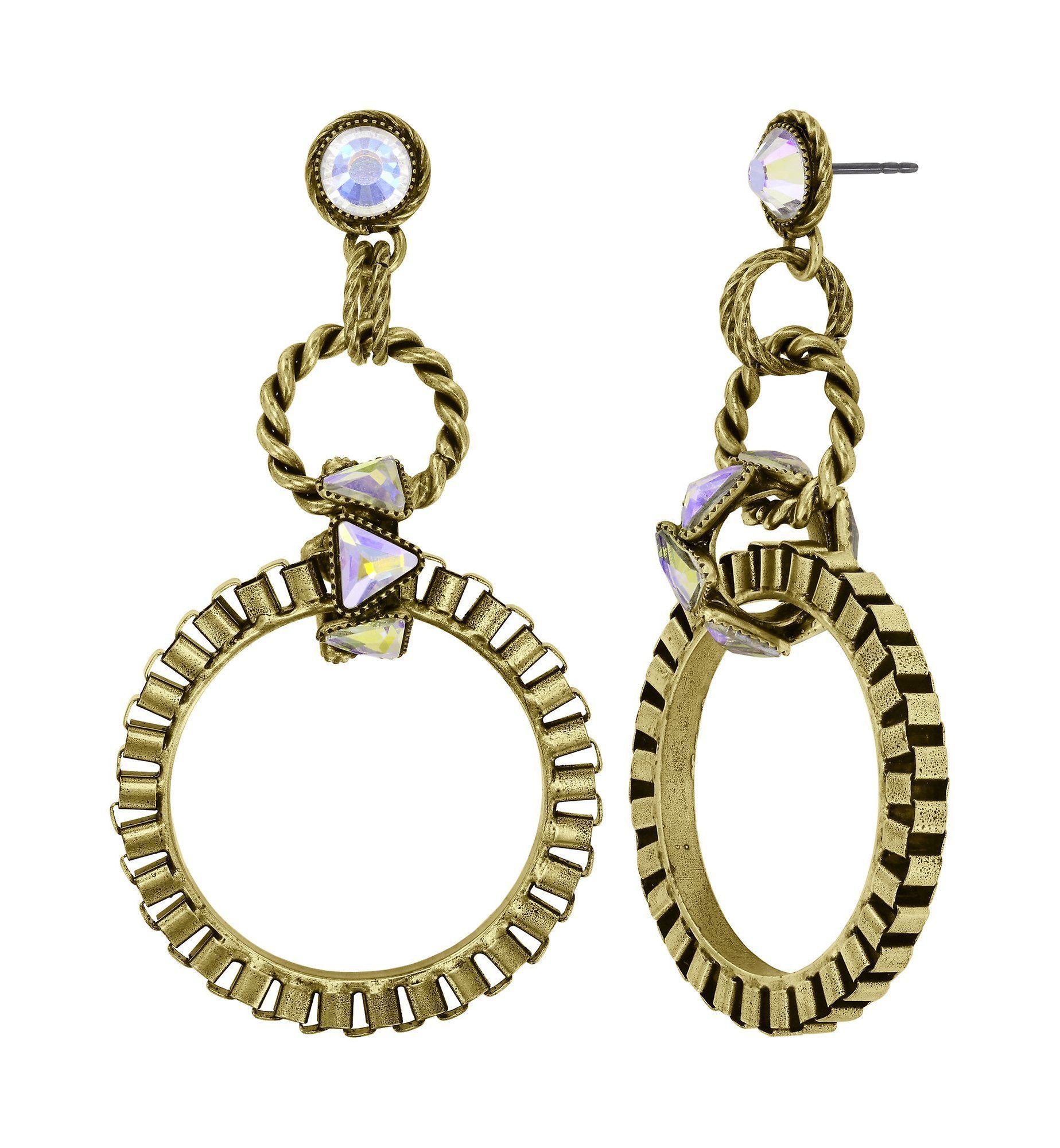image for Earring Stud Dangling Rings & Rhythm Brass  