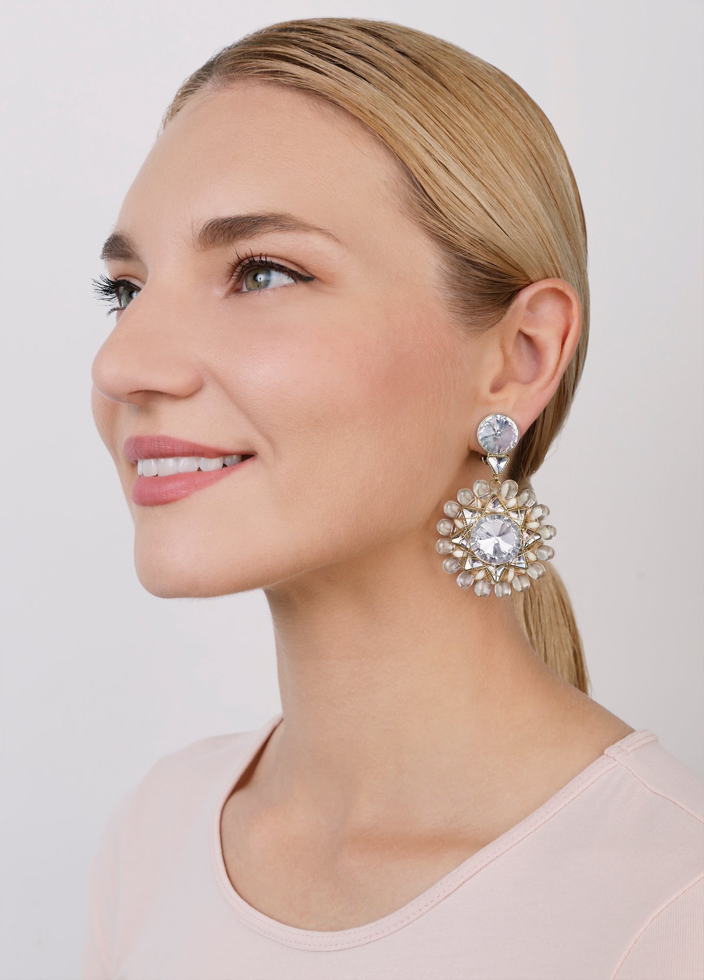 image pour Boucle d'oreille Clip pendante Kaleidotropical Blanc  