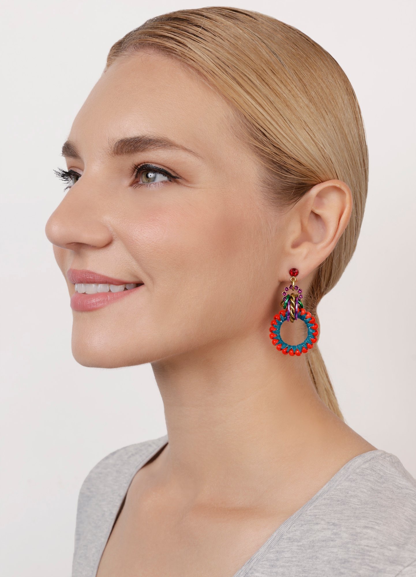 image for Earring Stud Dangling Kaleidotropical Multi Color 3 