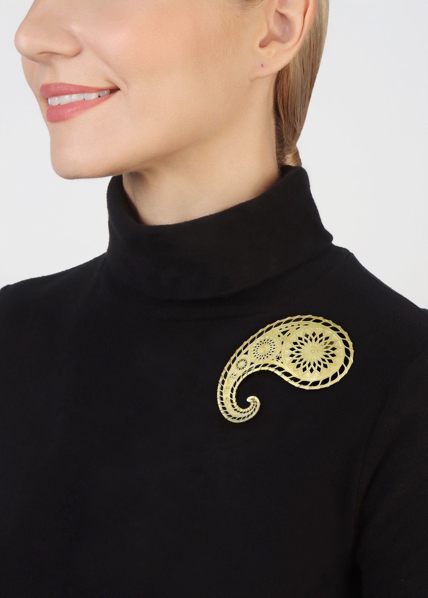 Bild für Brosche Paisley Messing  Größe XL