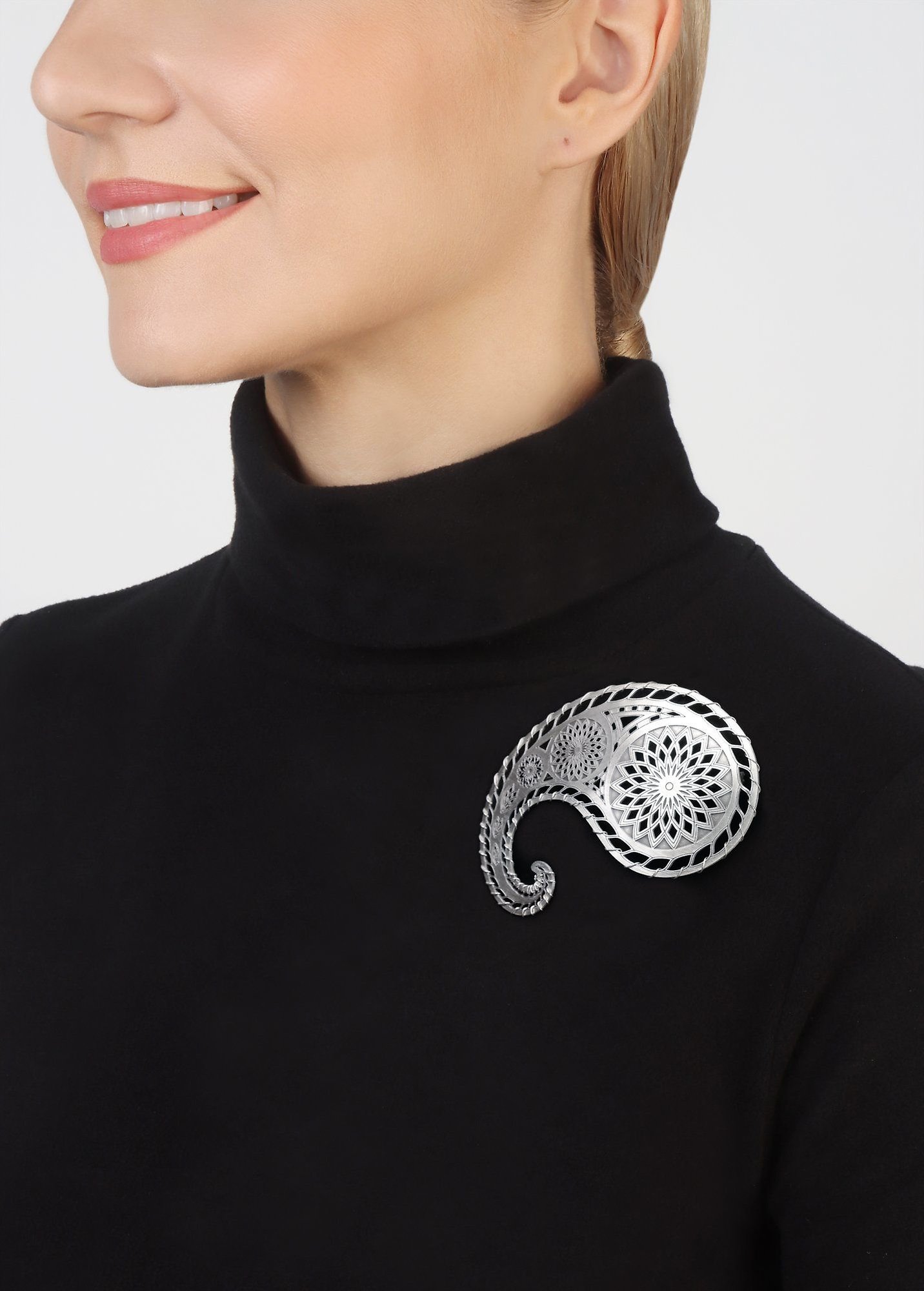 Bild für Brosche Paisley Silber  Größe XL