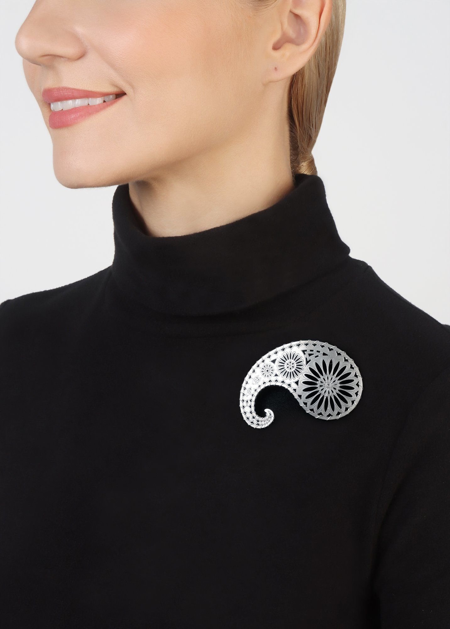 image for Brooch Paisley Silver  size L