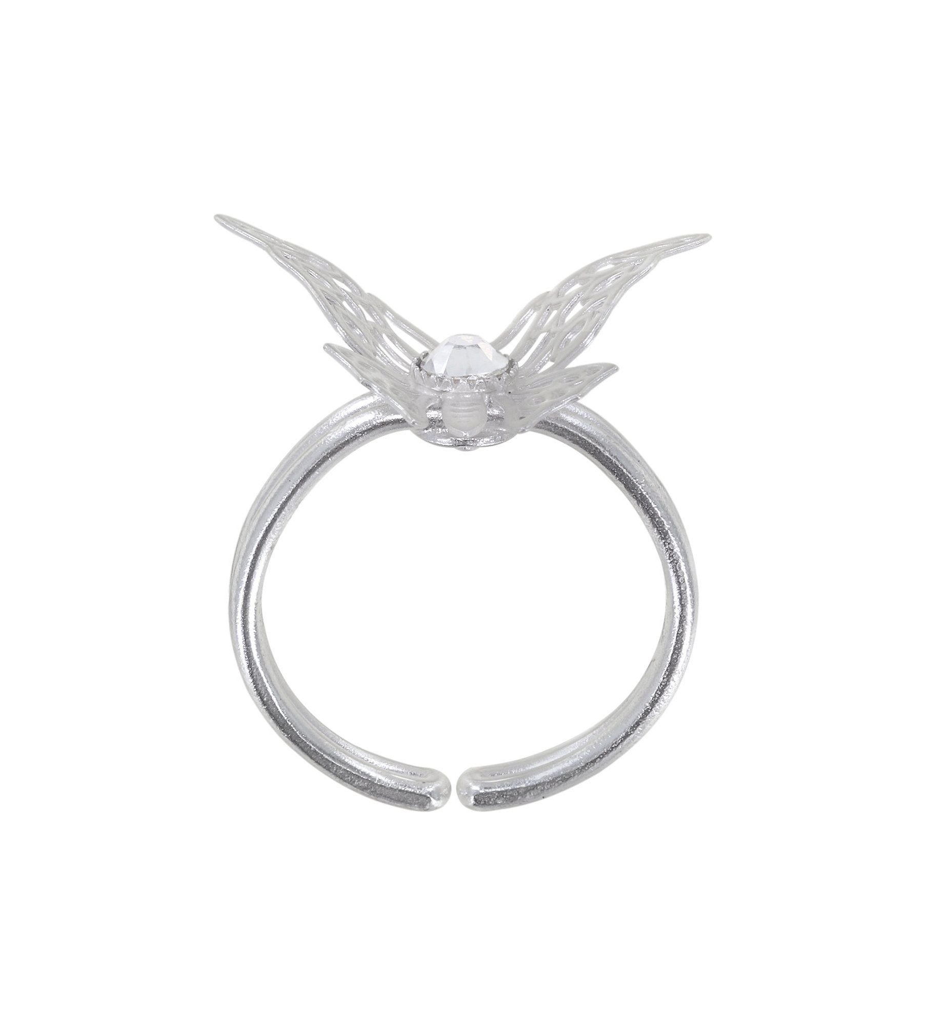 image pour Anneau Fly Baby Fly Blanc crystal argent flare size L
