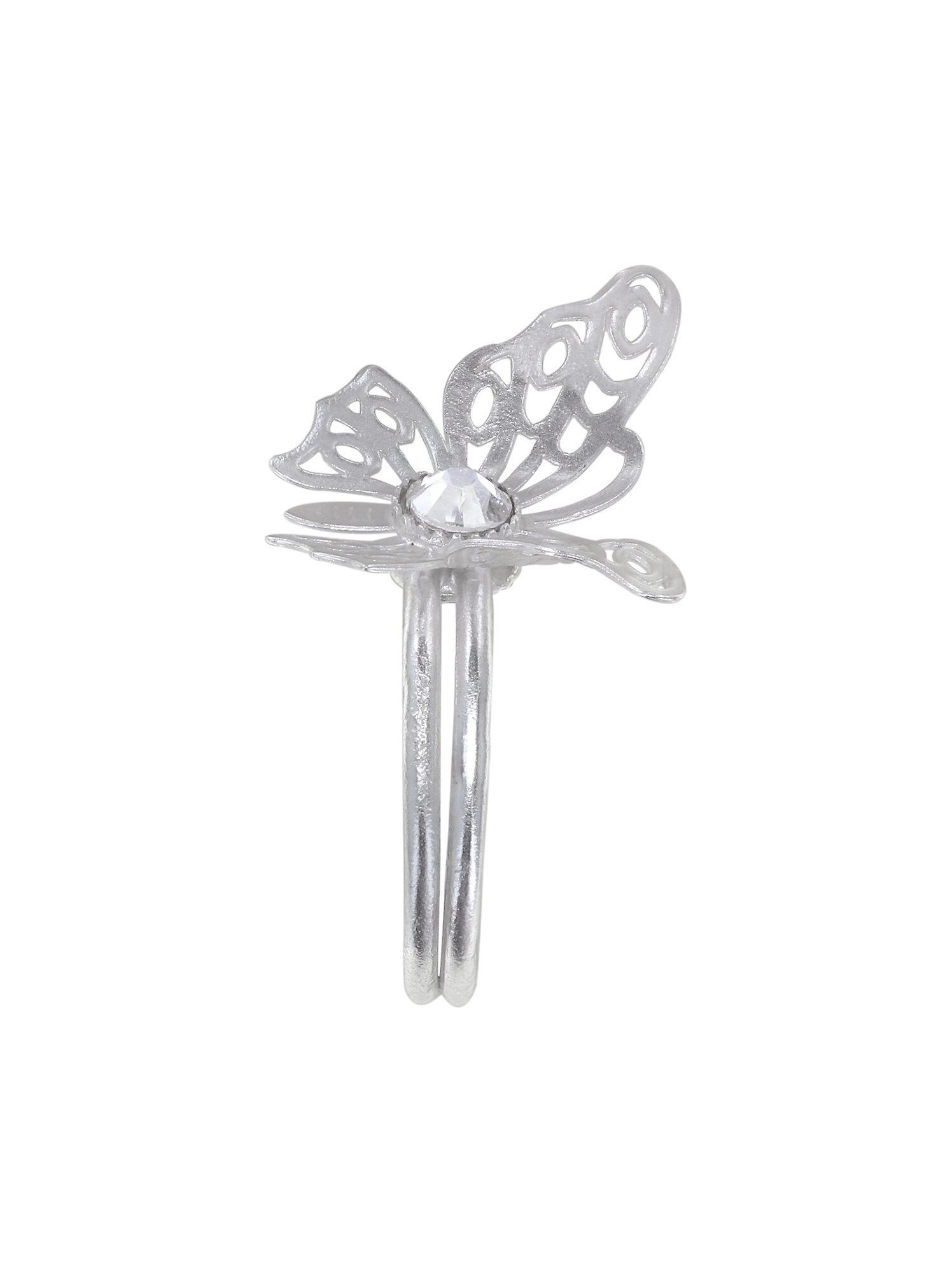 image pour Anneau Fly Baby Fly Blanc crystal argent flare size L