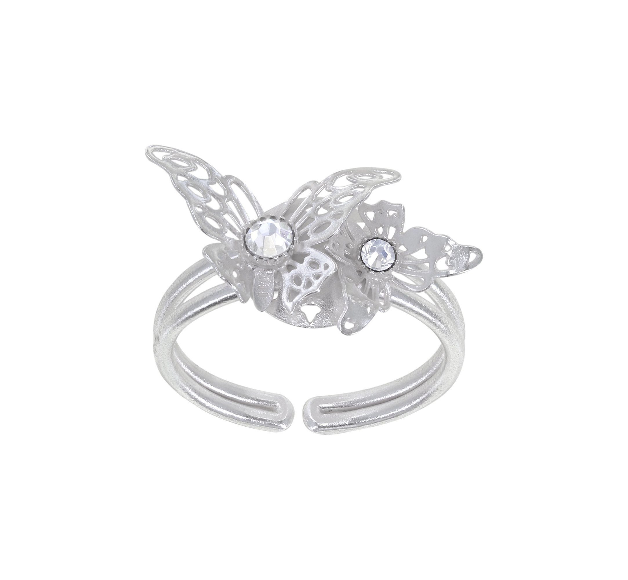 image pour Anneau Fly Baby Fly Blanc crystal argent flare size M,S