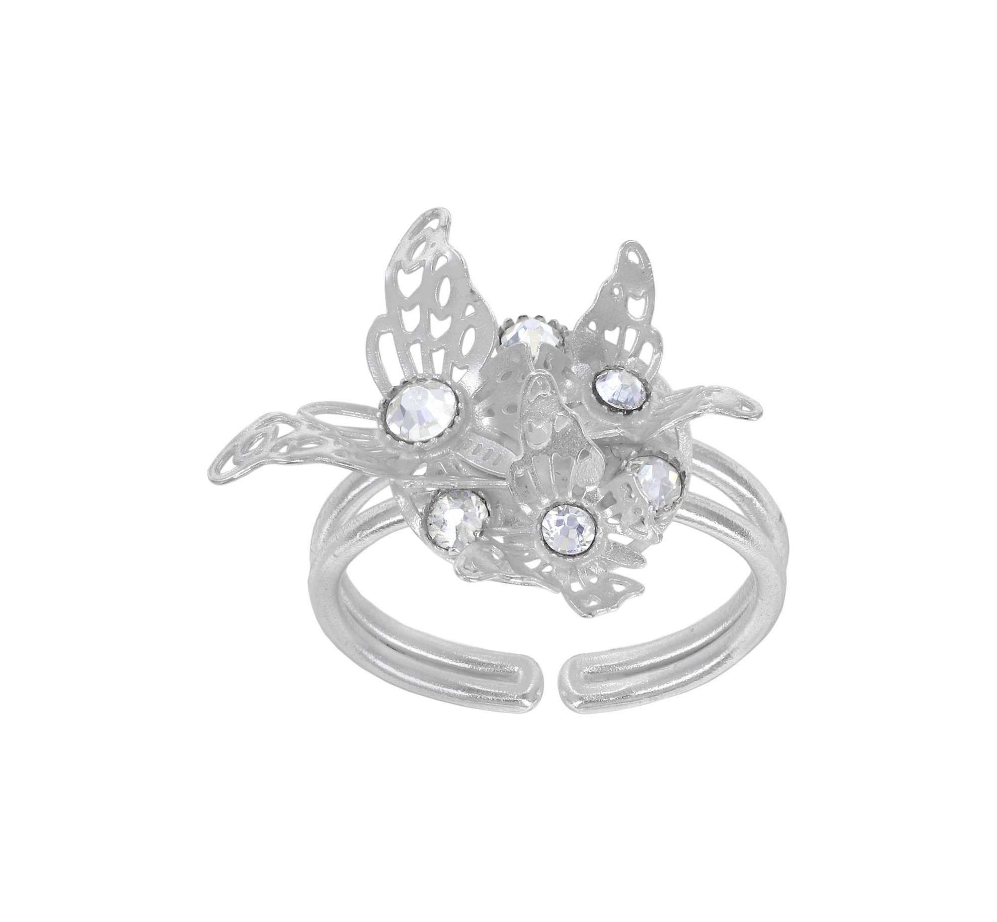 image for Ring Fly Baby Fly White crystal argent flare size M,S