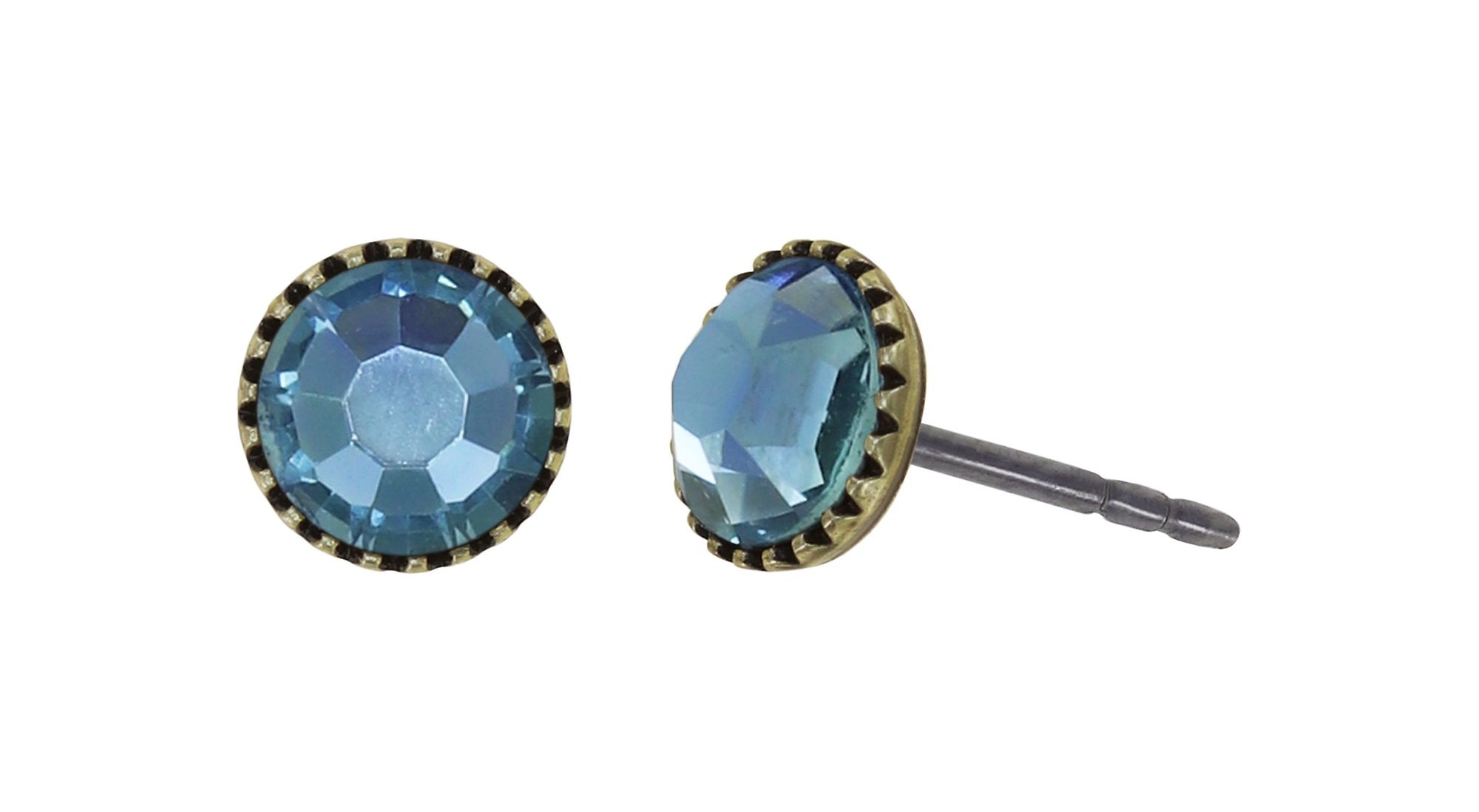 image pour Clou d'oreille plat Black Jack Bleu smoked sapphire SS 20