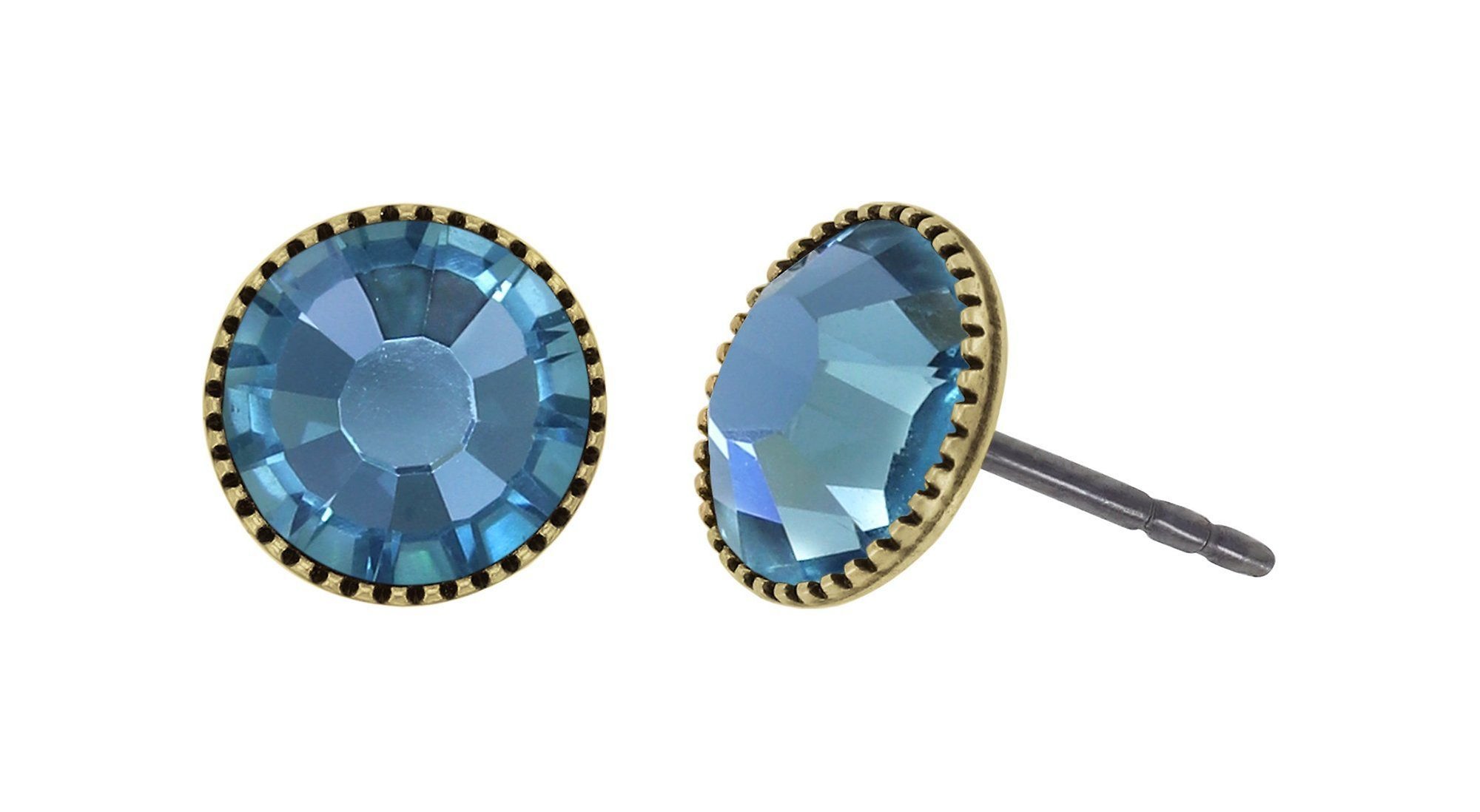 image for Earring Stud-Flat Black Jack Blue smoked sapphire SS 34