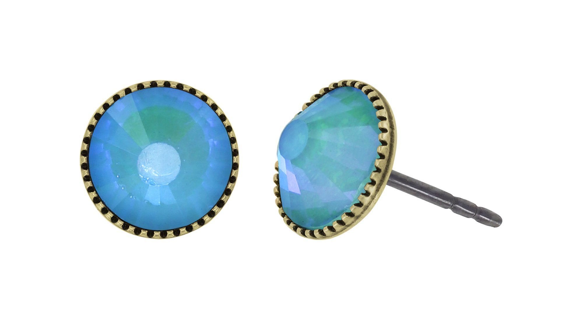 image for Earring Stud-Flat Black Jack Green emerald luminous SS 34