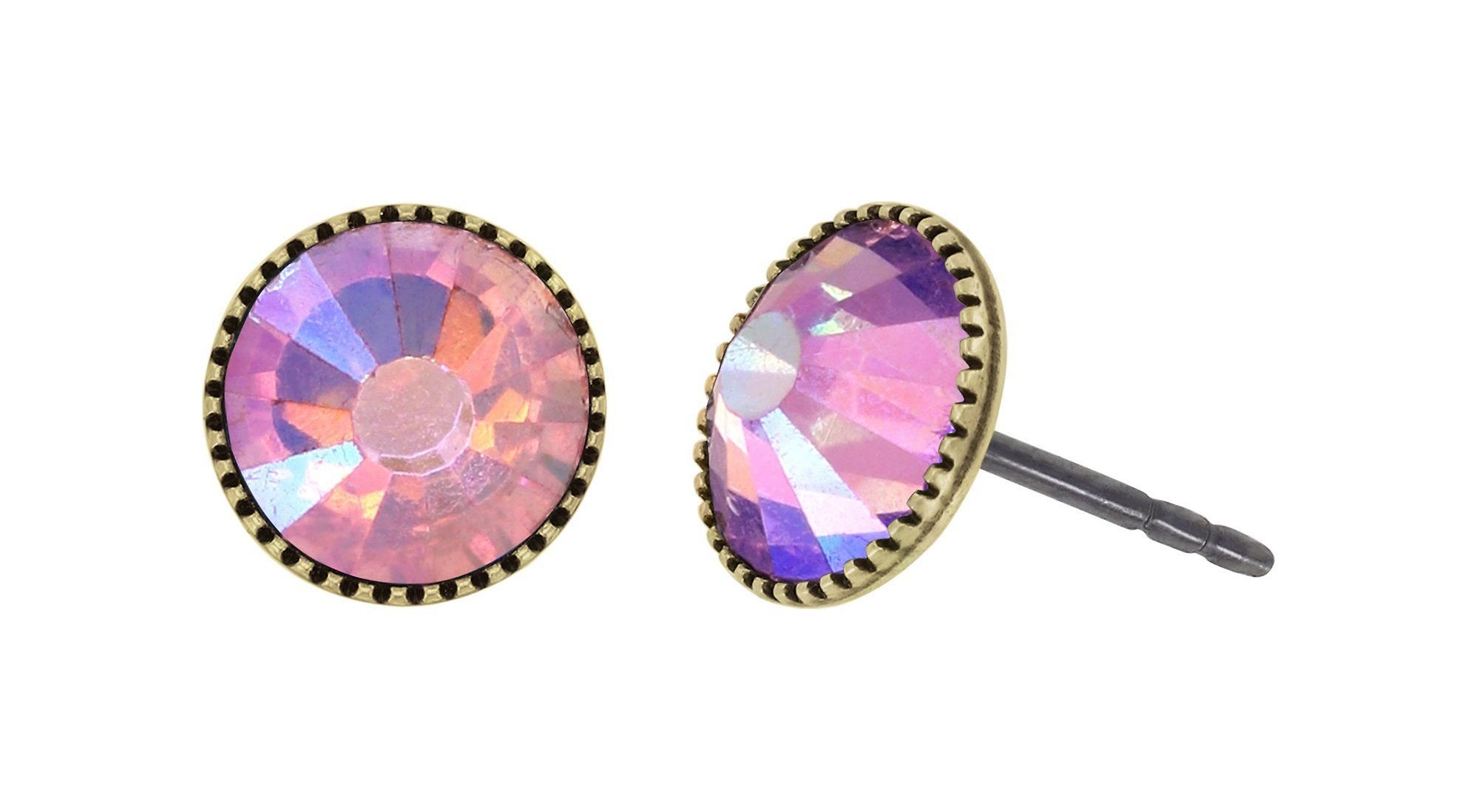 image for Earring Stud-Flat Black Jack Pink light pink AB SS 34
