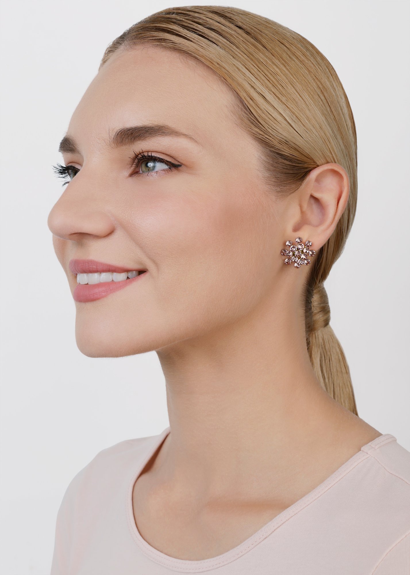 image for Earring Stud Magic Fireball Pink vintage rose Classic Size (21mm Ø)