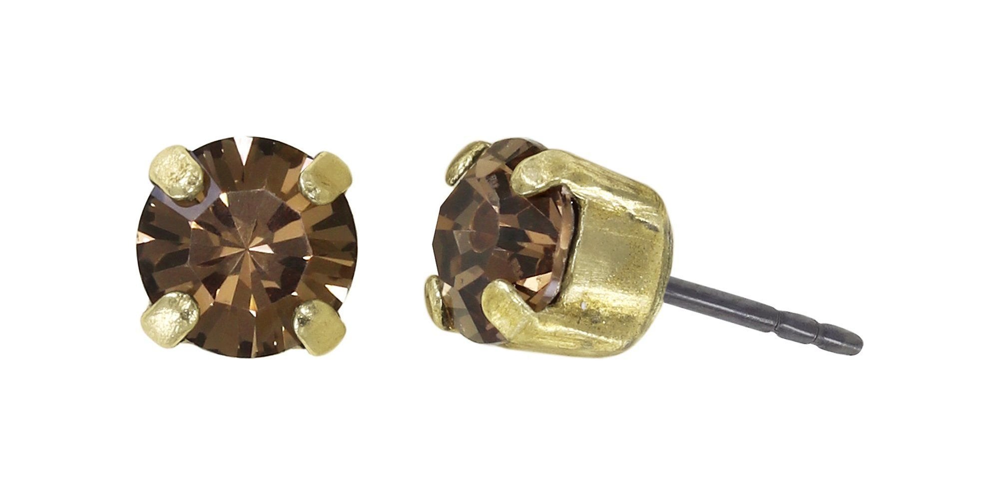 image pour Clou d'oreille Black Jack Marron smoked topaz SS 29