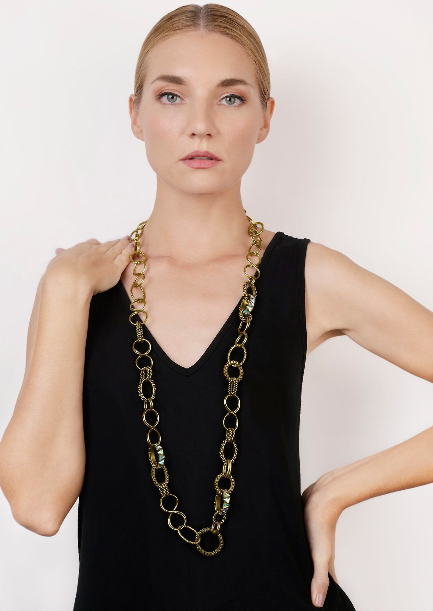 image for Necklace (Long) Rings & Rhythm Brass  