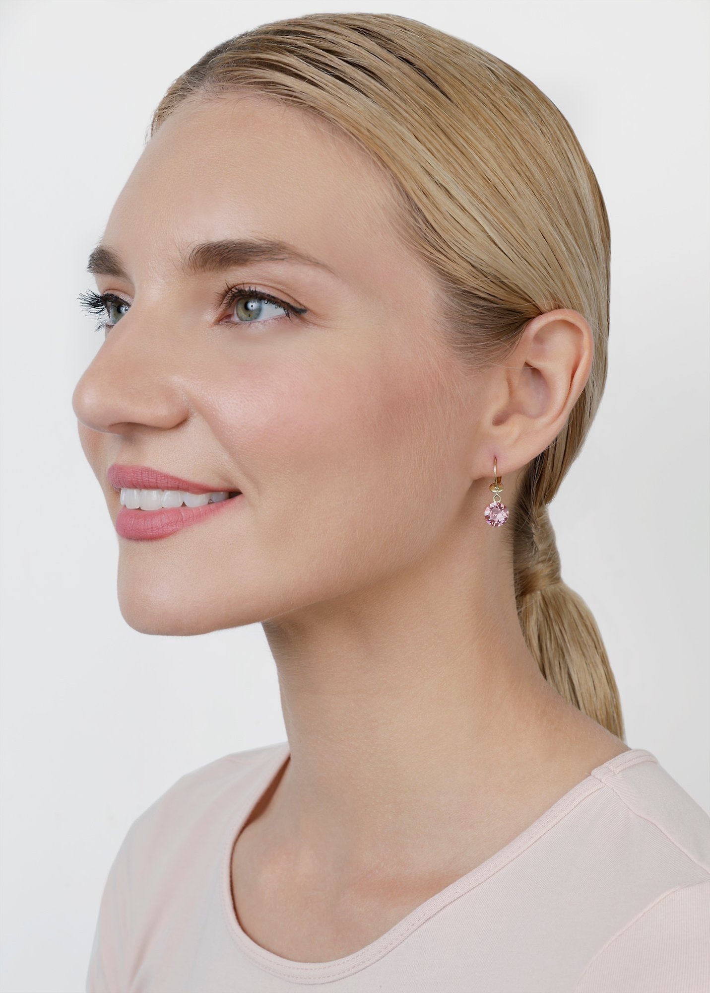 image for Earring Dangling Black Jack Pink vintage rose SS 39