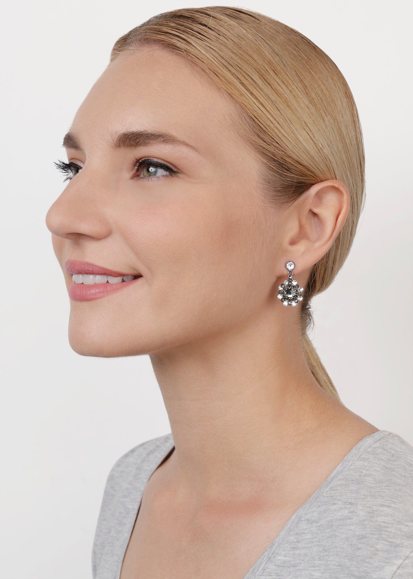 image for Earring Stud Dangling Dutchess Grey  