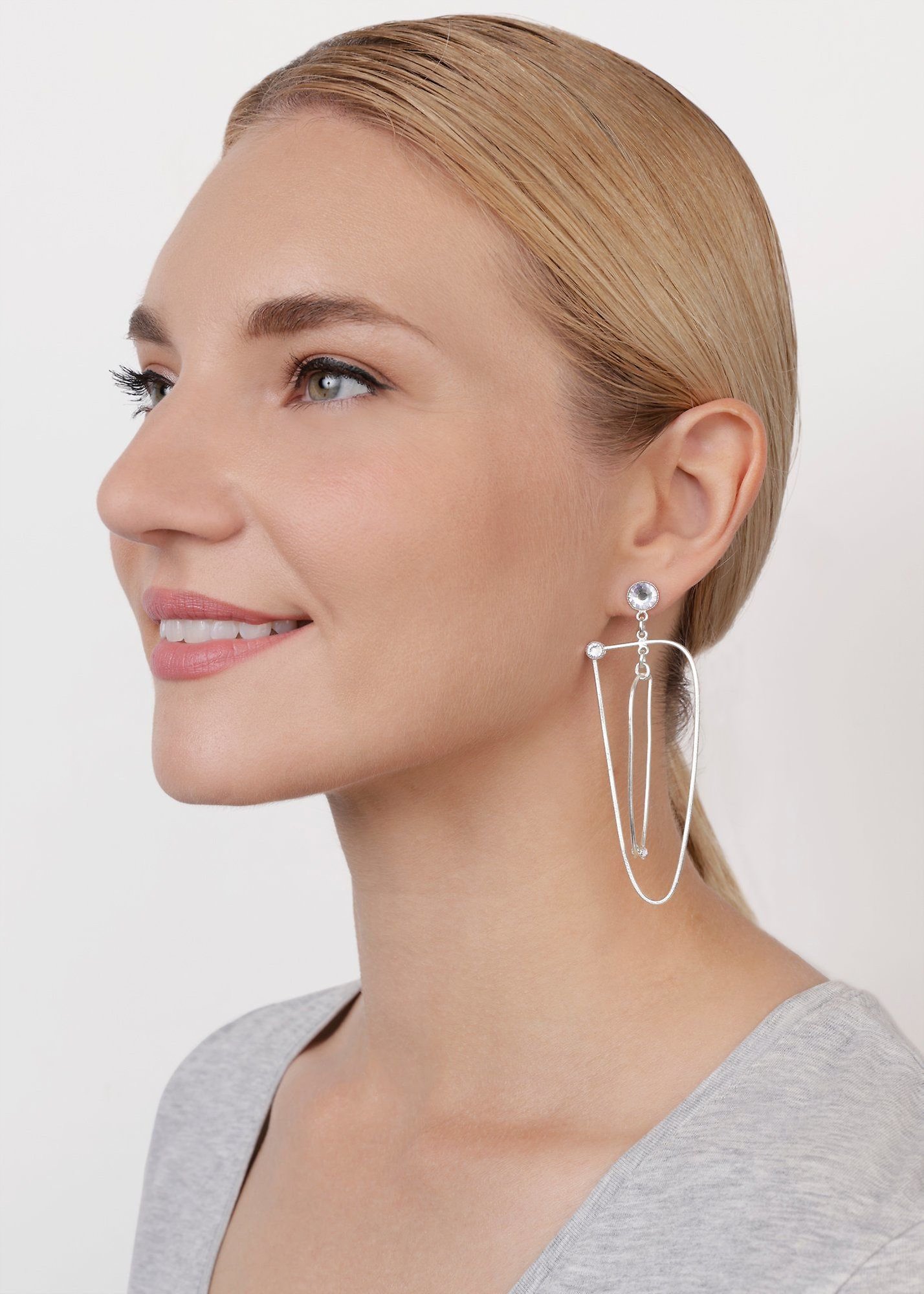 image for Earring Stud Dangling Wireworks White crystal size L