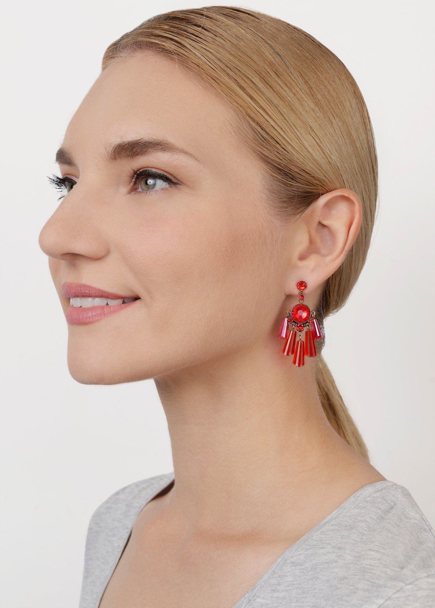 image pour Clou d'oreille pendant Gem Chandelier Rouge  size L