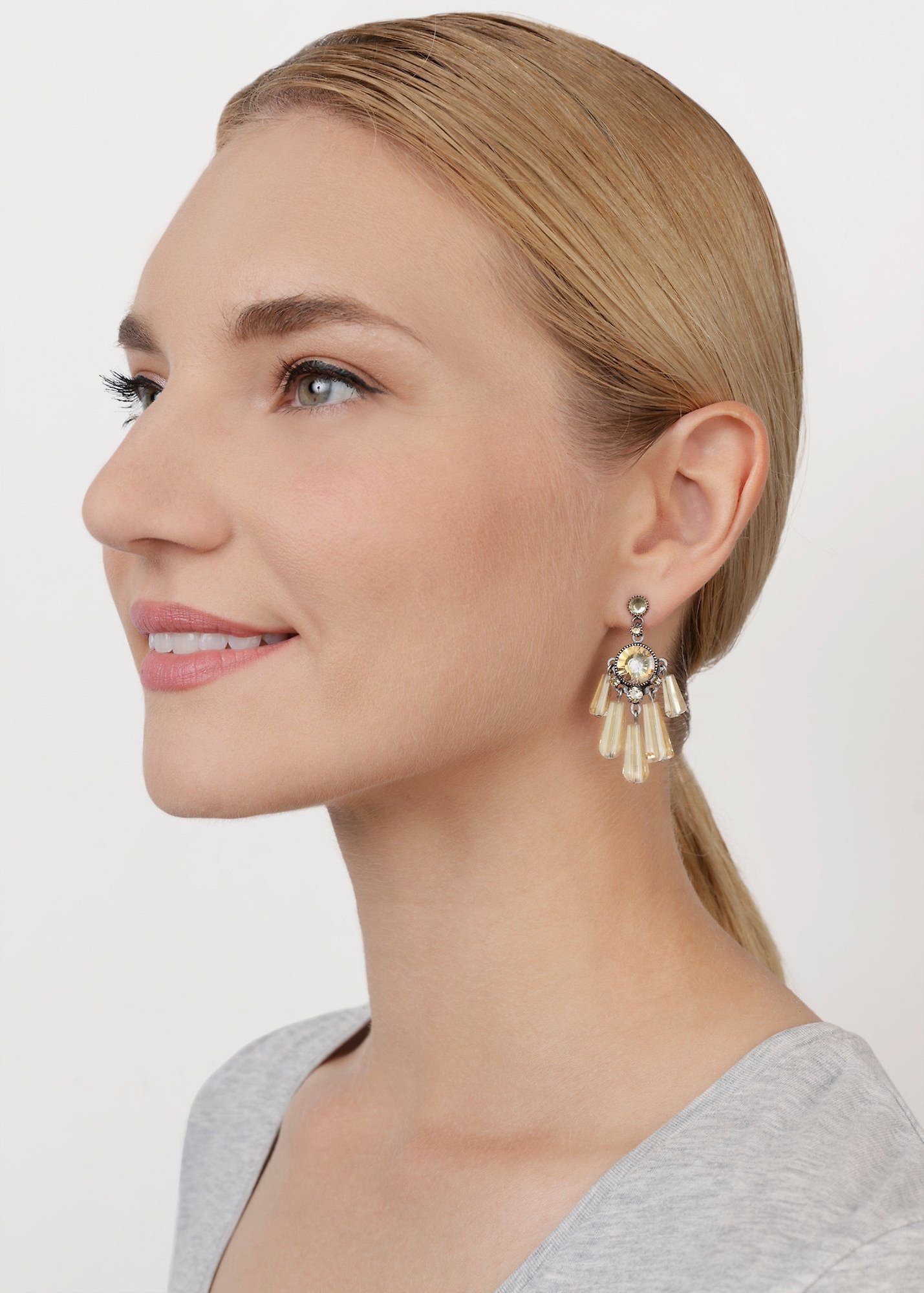 image pour Clou d'oreille pendant Gem Chandelier Beige  size L