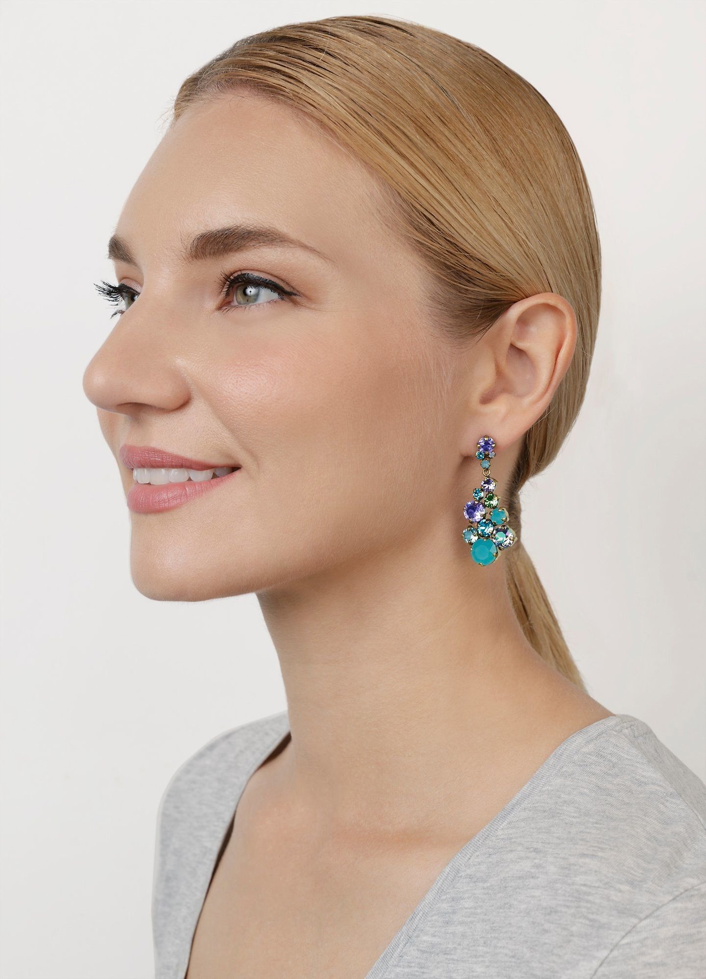 image for Earring Stud Dangling Ballroom Classic Glam Green / Lila  