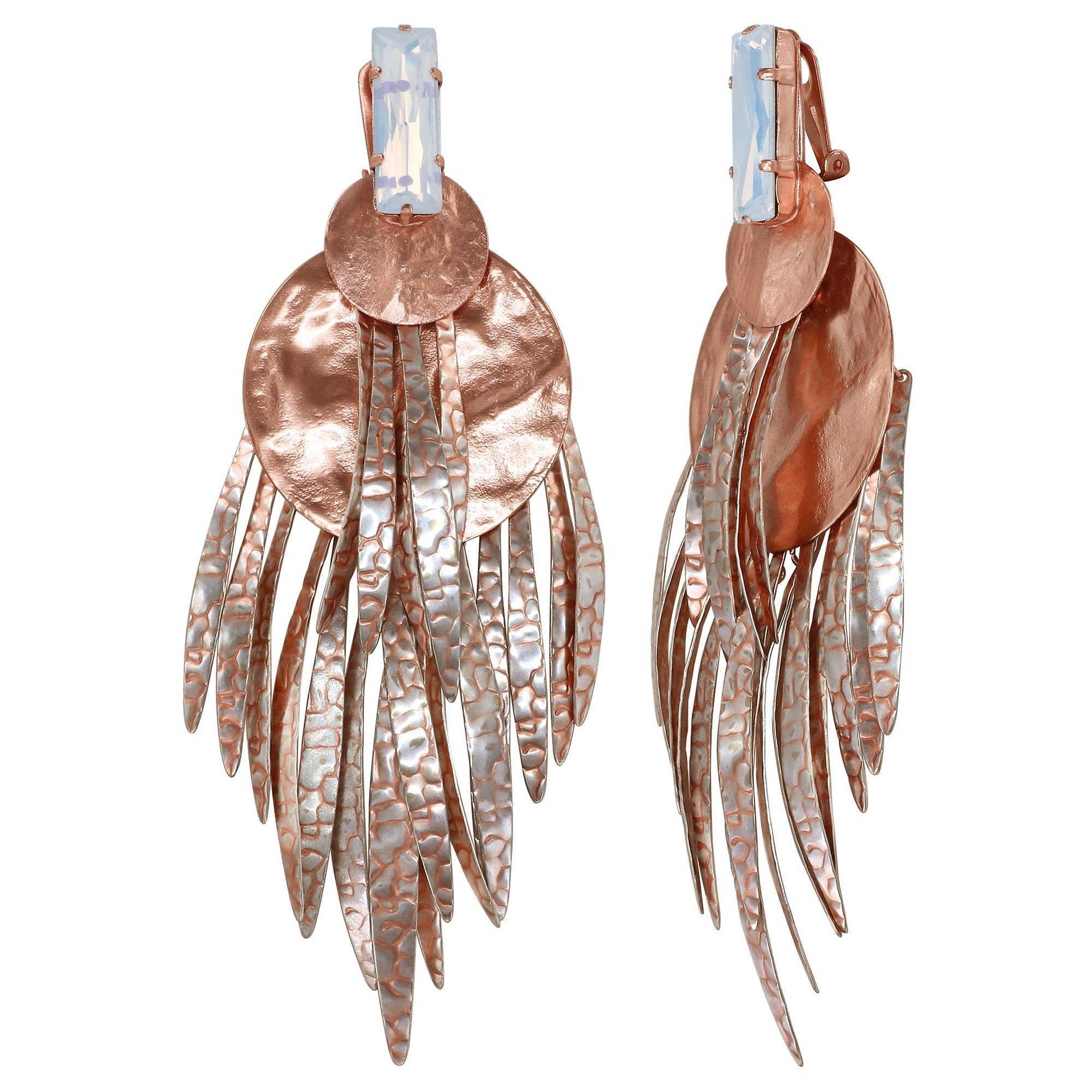 image for Earring Clip Dangling Global Glam shiny copper  