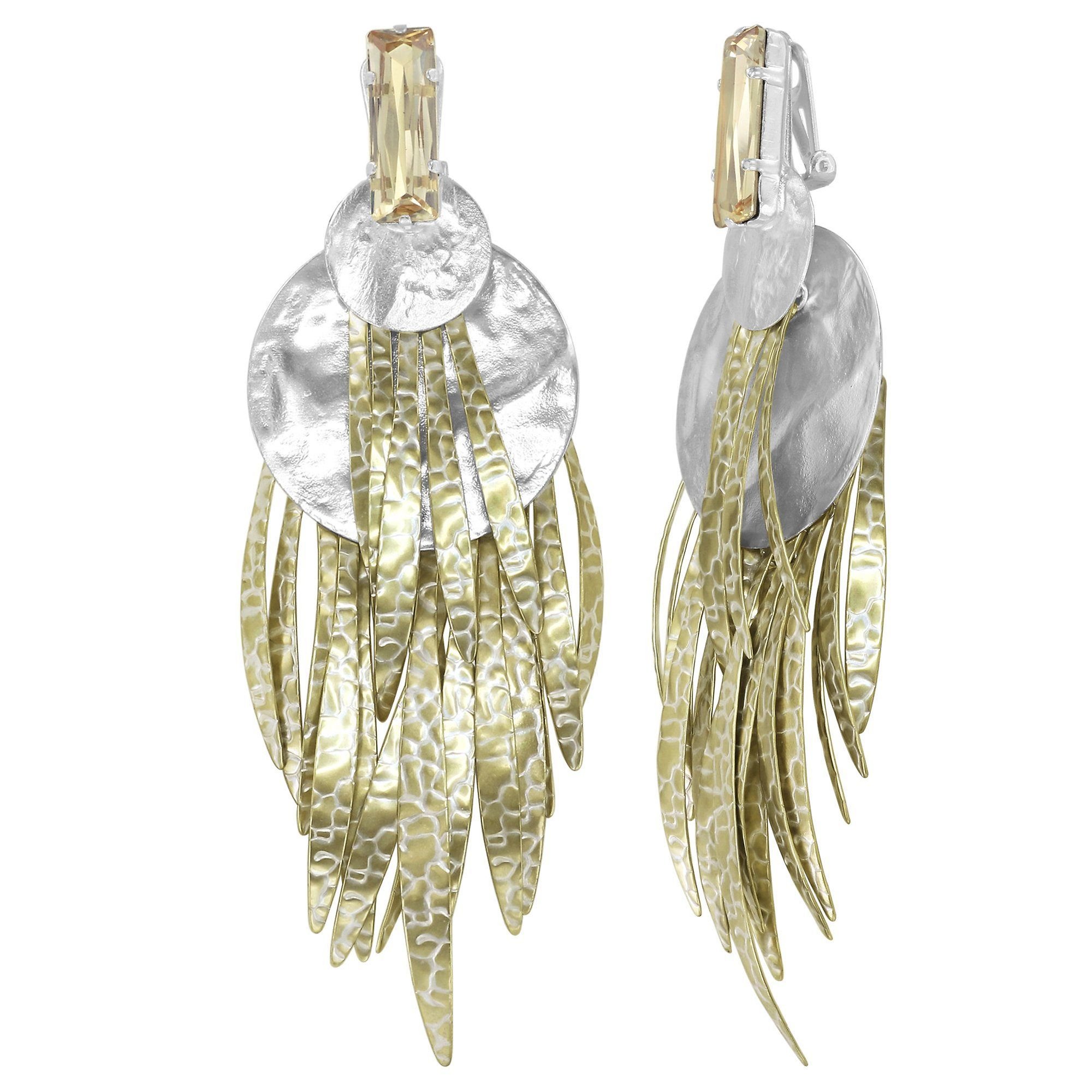 image for Earring Clip Dangling Global Glam shiny silver  