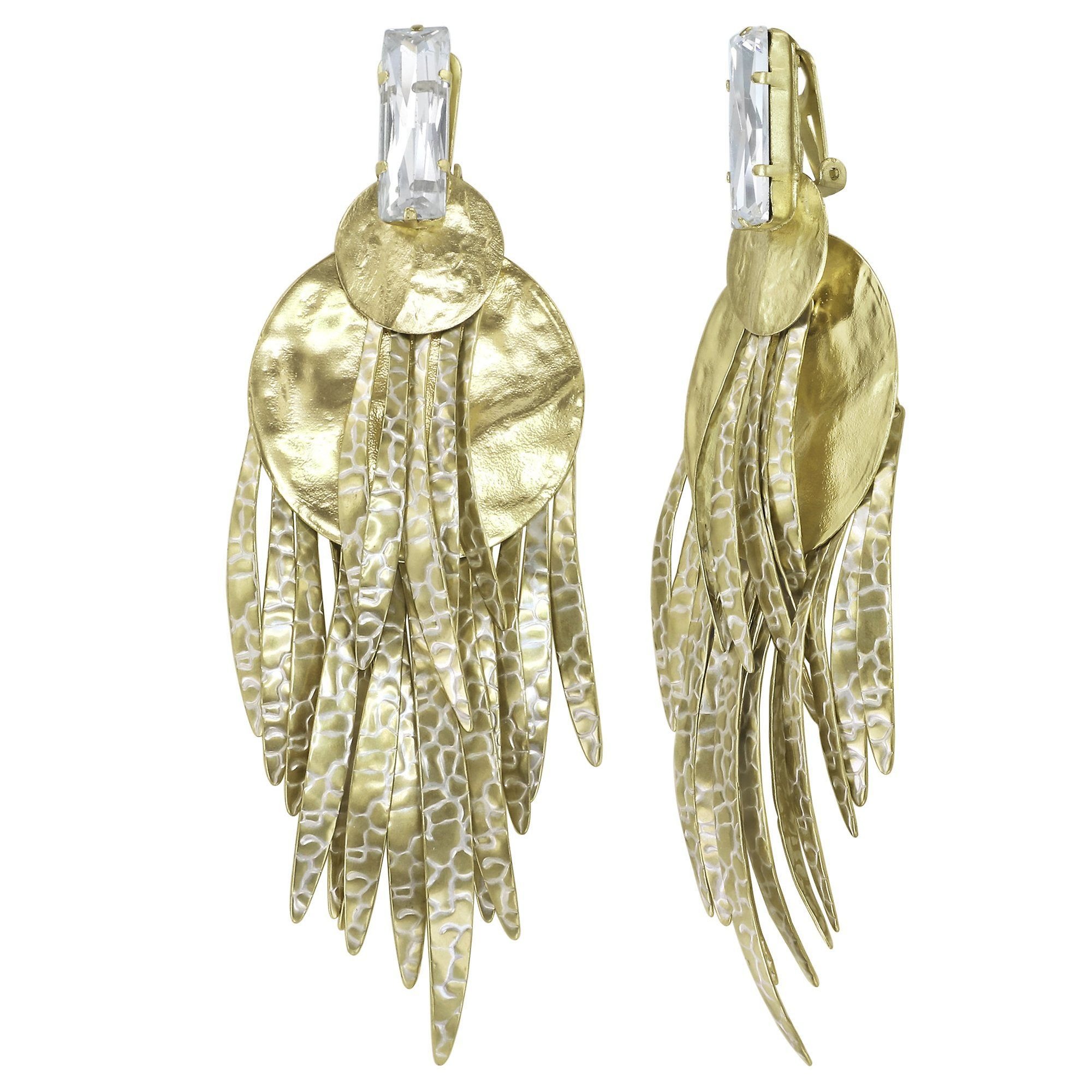 image for Earring Clip Dangling Global Glam shiny brass  