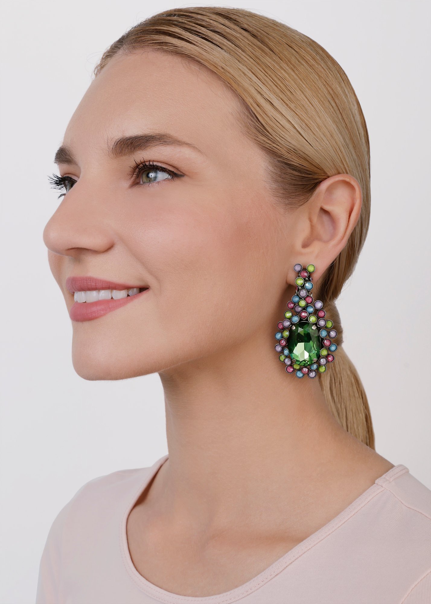 image for Earring Clip Dangling Caviar Treasure Pastel Multi  