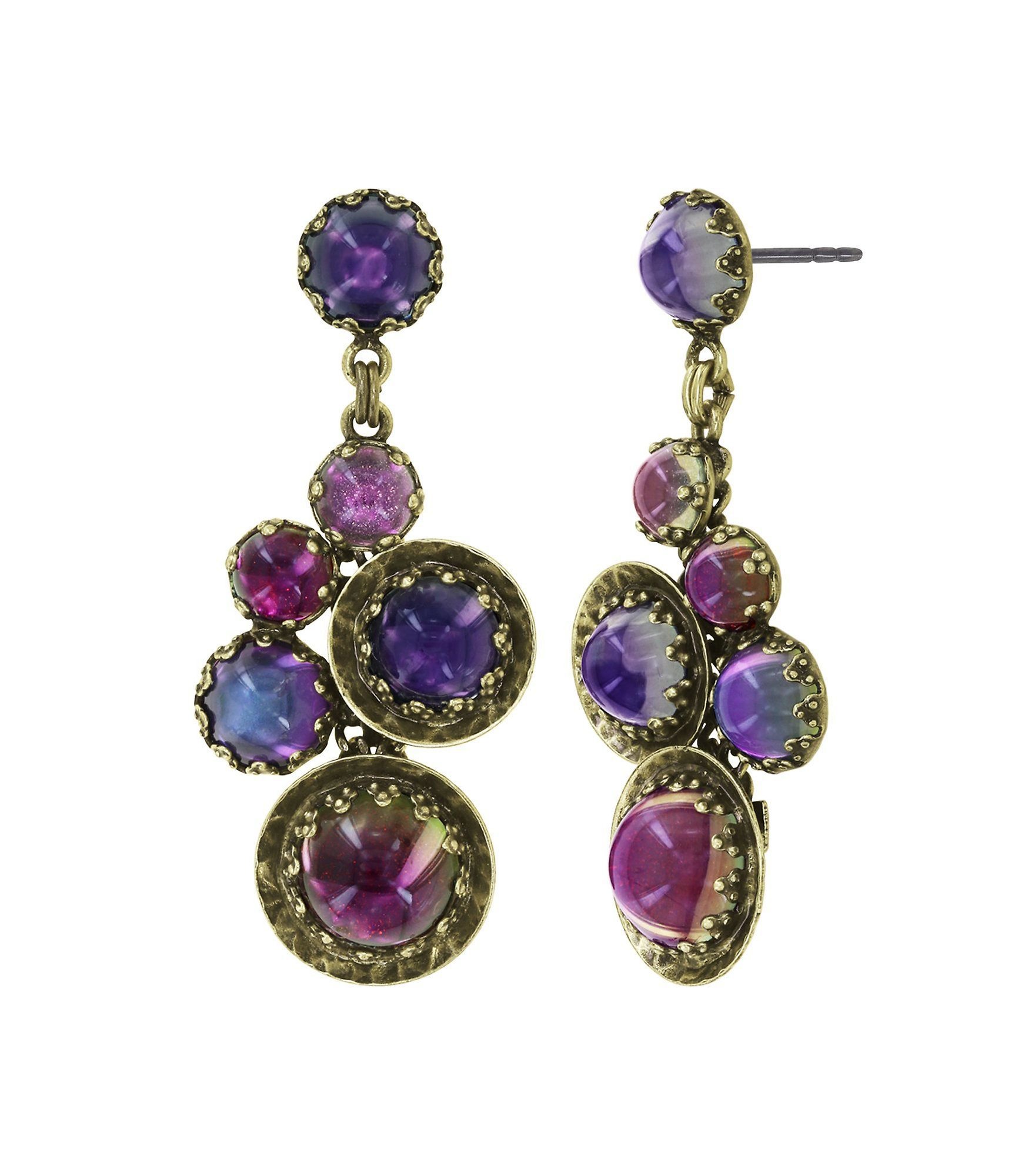 image for Earring Stud Dangling Honey Drops in Space Lila  
