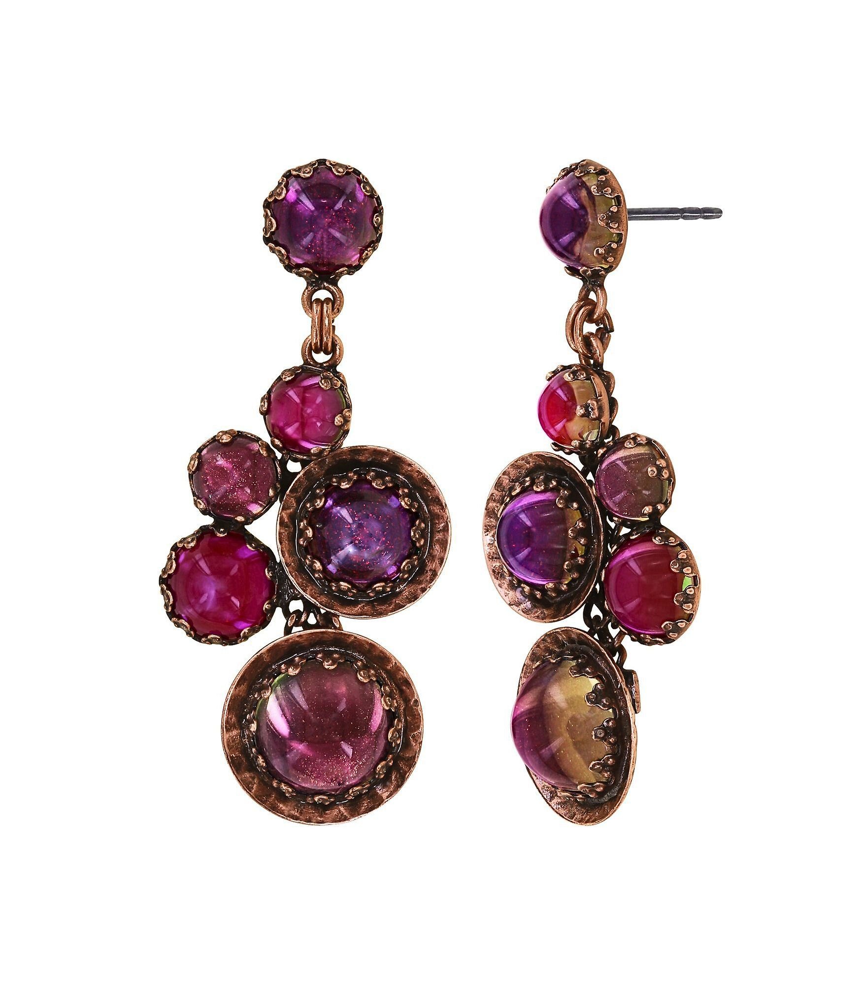 image for Earring Stud Dangling Honey Drops in Space Pink / Lila  