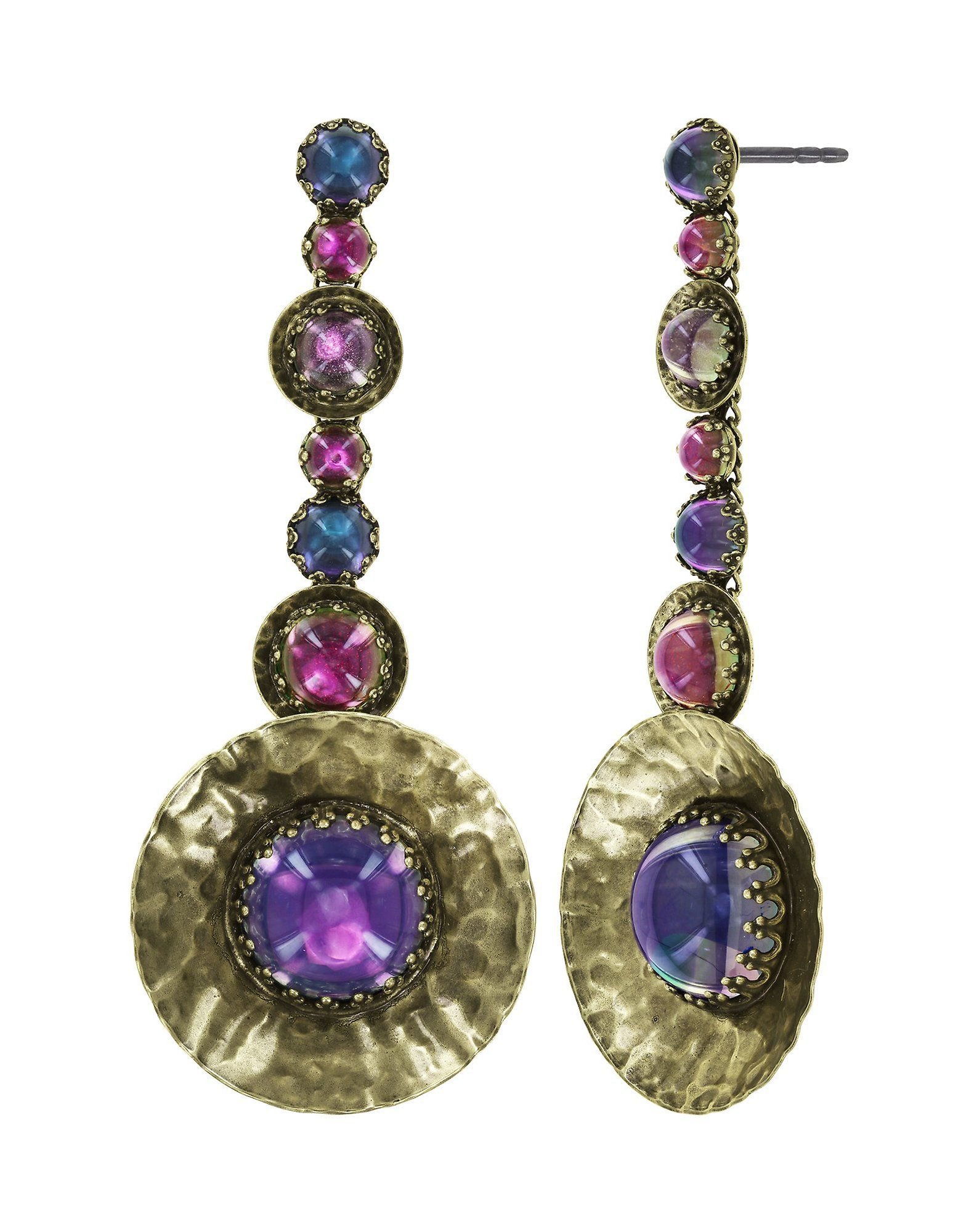image for Earring Stud Dangling Honey Drops in Space Lila  